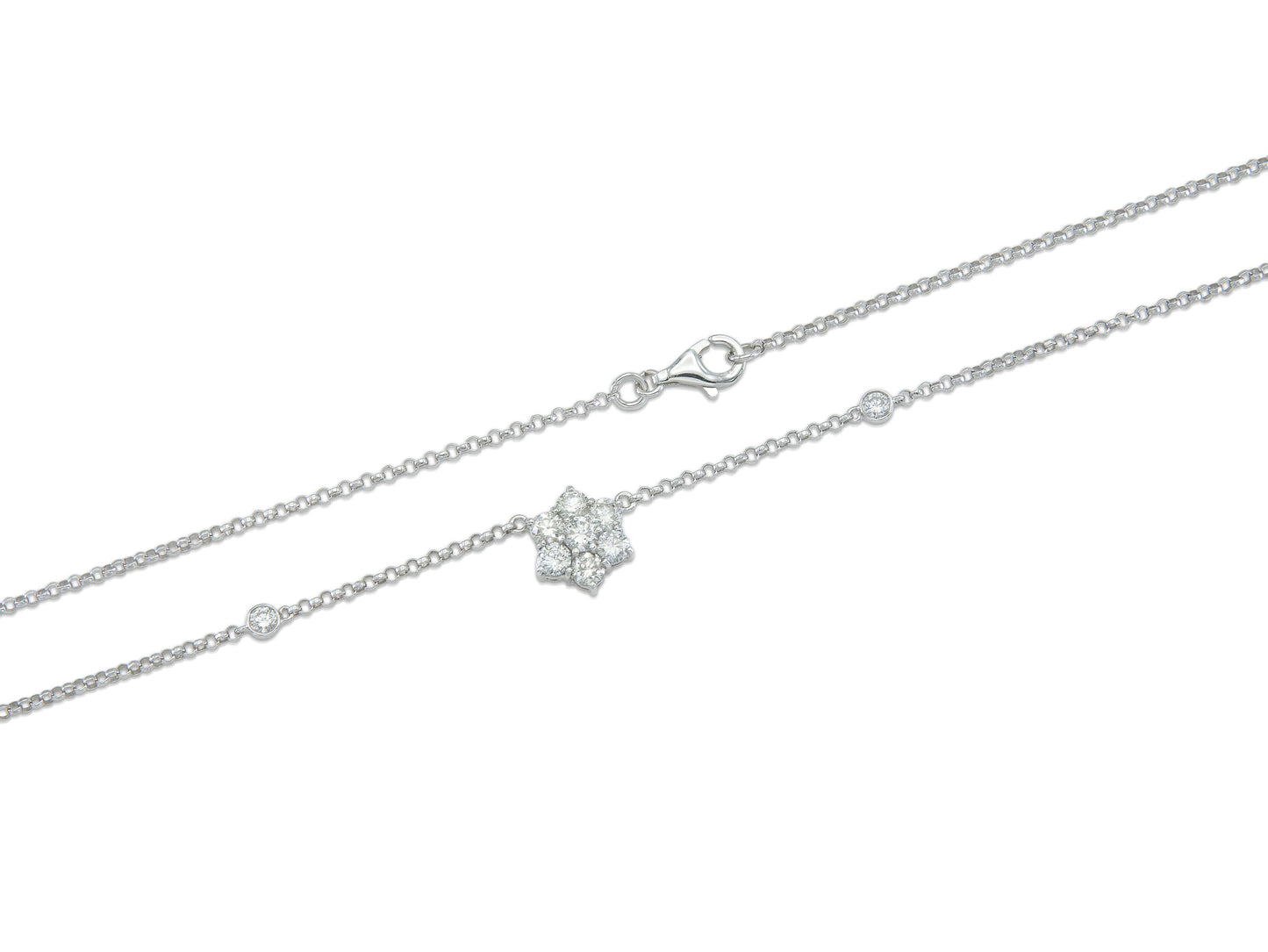 1.30 Carat Diamond Cluster Flower Pendant Necklace