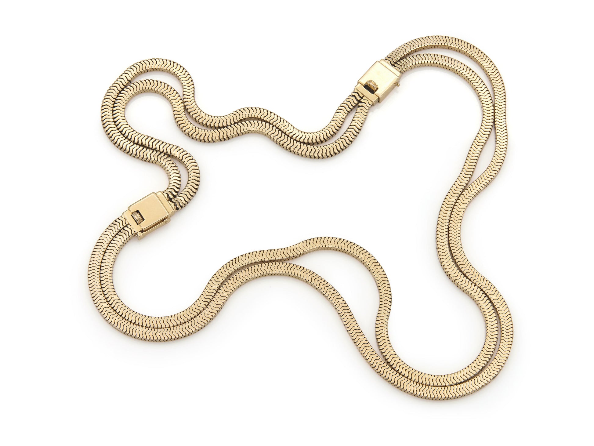 Vintage 1980s Forstner Two Strand Gold Necklace & Bracelet