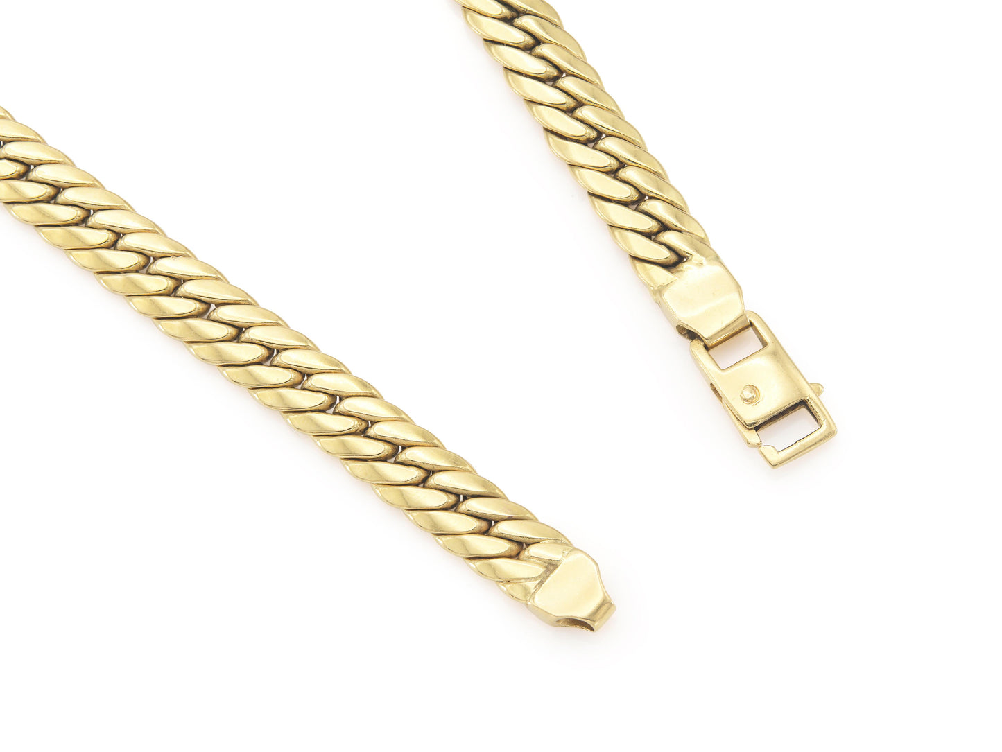 Vintage 1980s Onyx Cameo Gold Cuban Link Necklace with Rubies