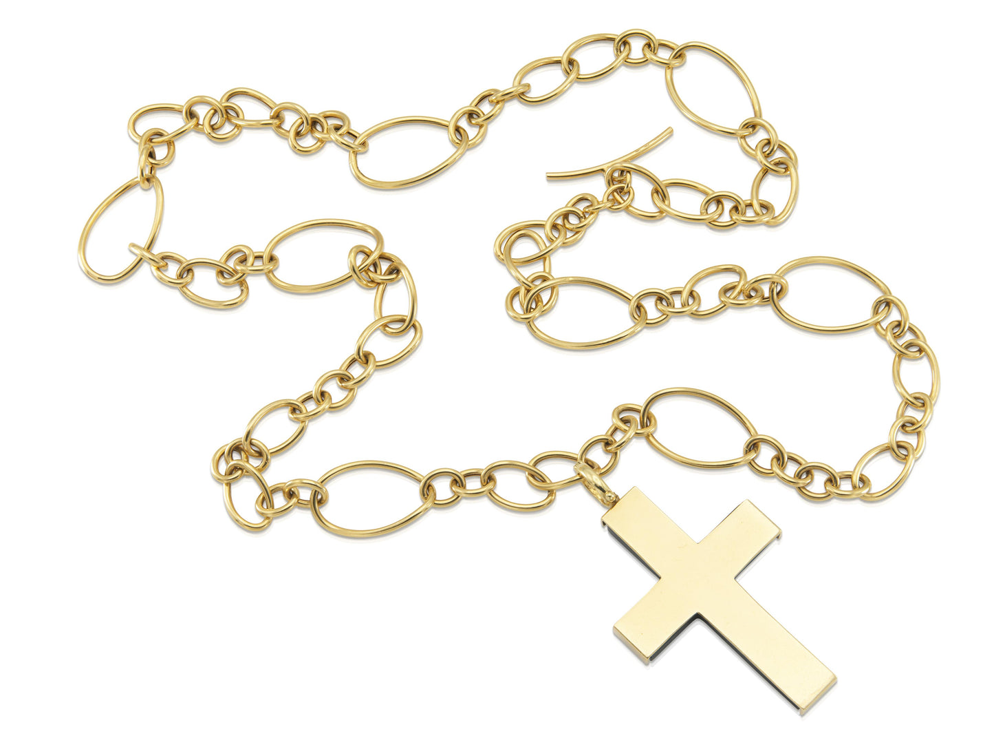Faraone Mennella Onyx & Gold Cross Pendant Link Necklace
