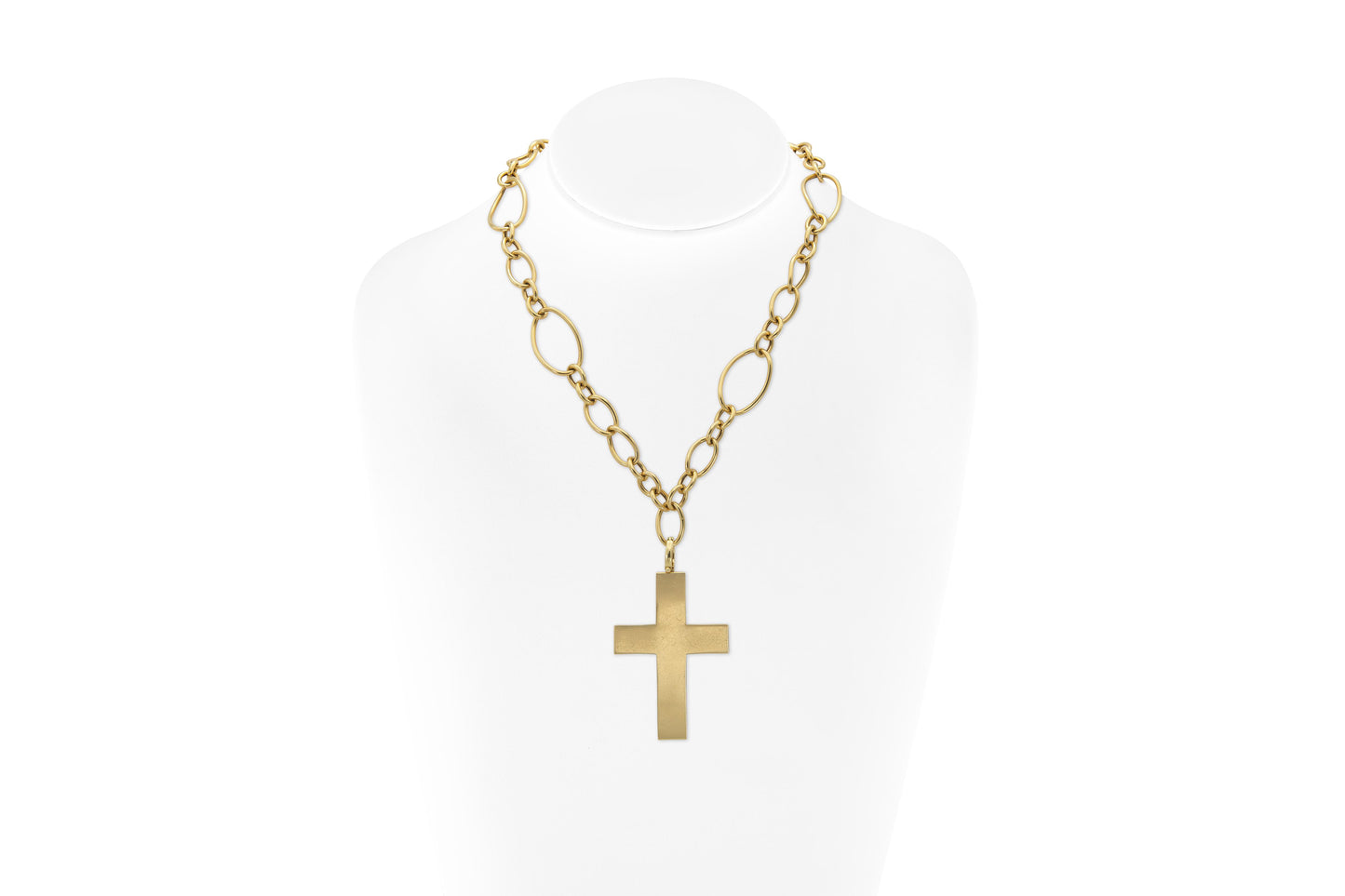 Faraone Mennella Onyx & Gold Cross Pendant Link Necklace