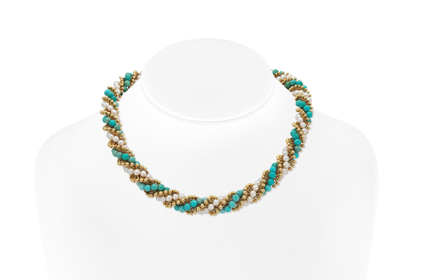 Vintage 1960s Van Cleef & Arpels Turquoise and Pearls Twist Set
