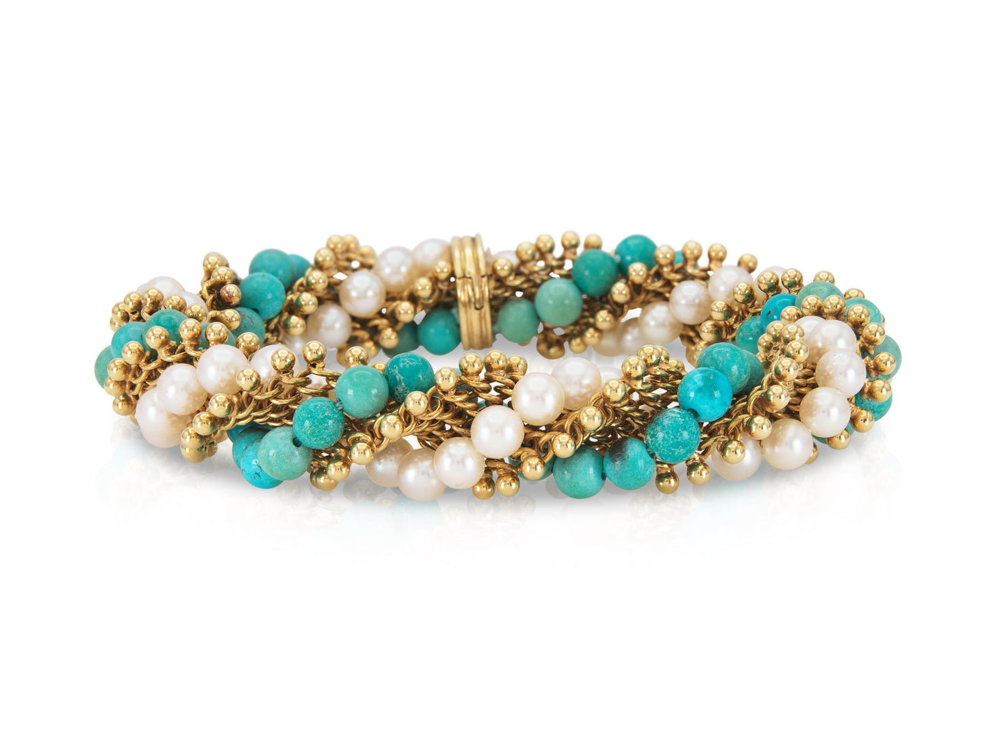 Vintage 1960s Van Cleef & Arpels Turquoise and Pearls Twist Set