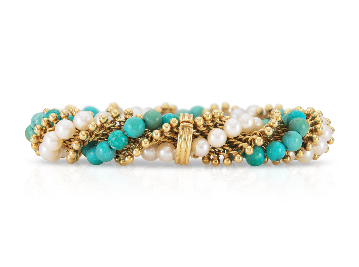 Vintage 1960s Van Cleef & Arpels Turquoise and Pearls Twist Set