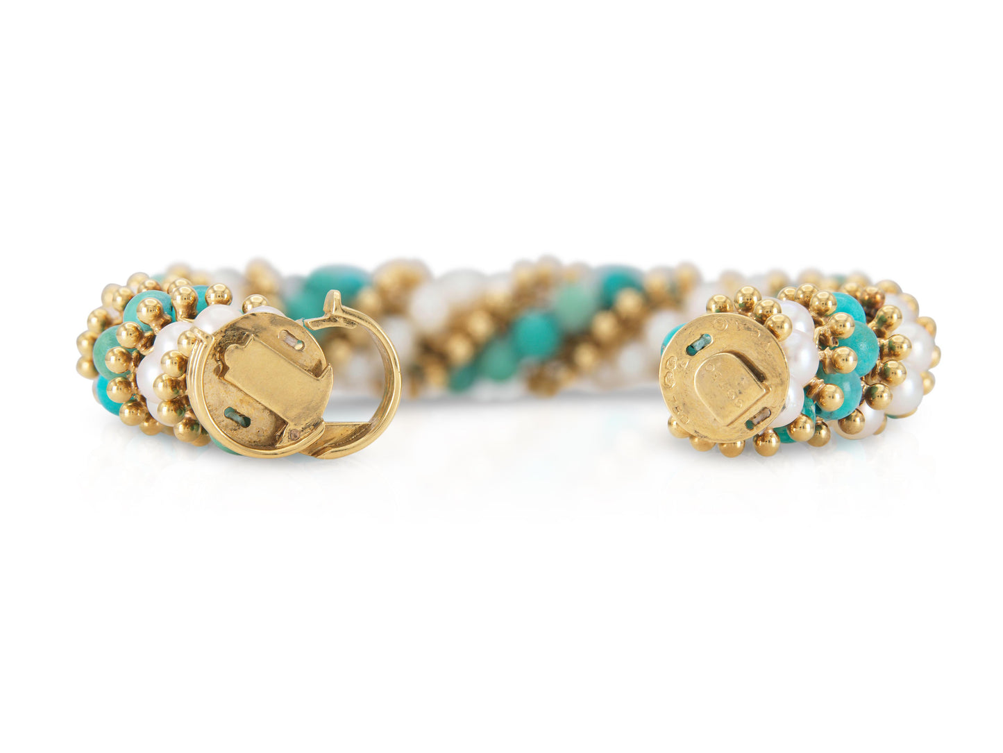 Vintage 1960s Van Cleef & Arpels Turquoise and Pearls Twist Set