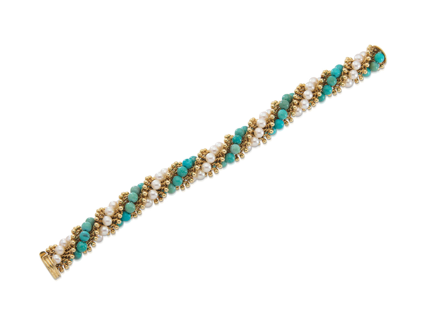 Vintage 1960s Van Cleef & Arpels Turquoise and Pearls Twist Set