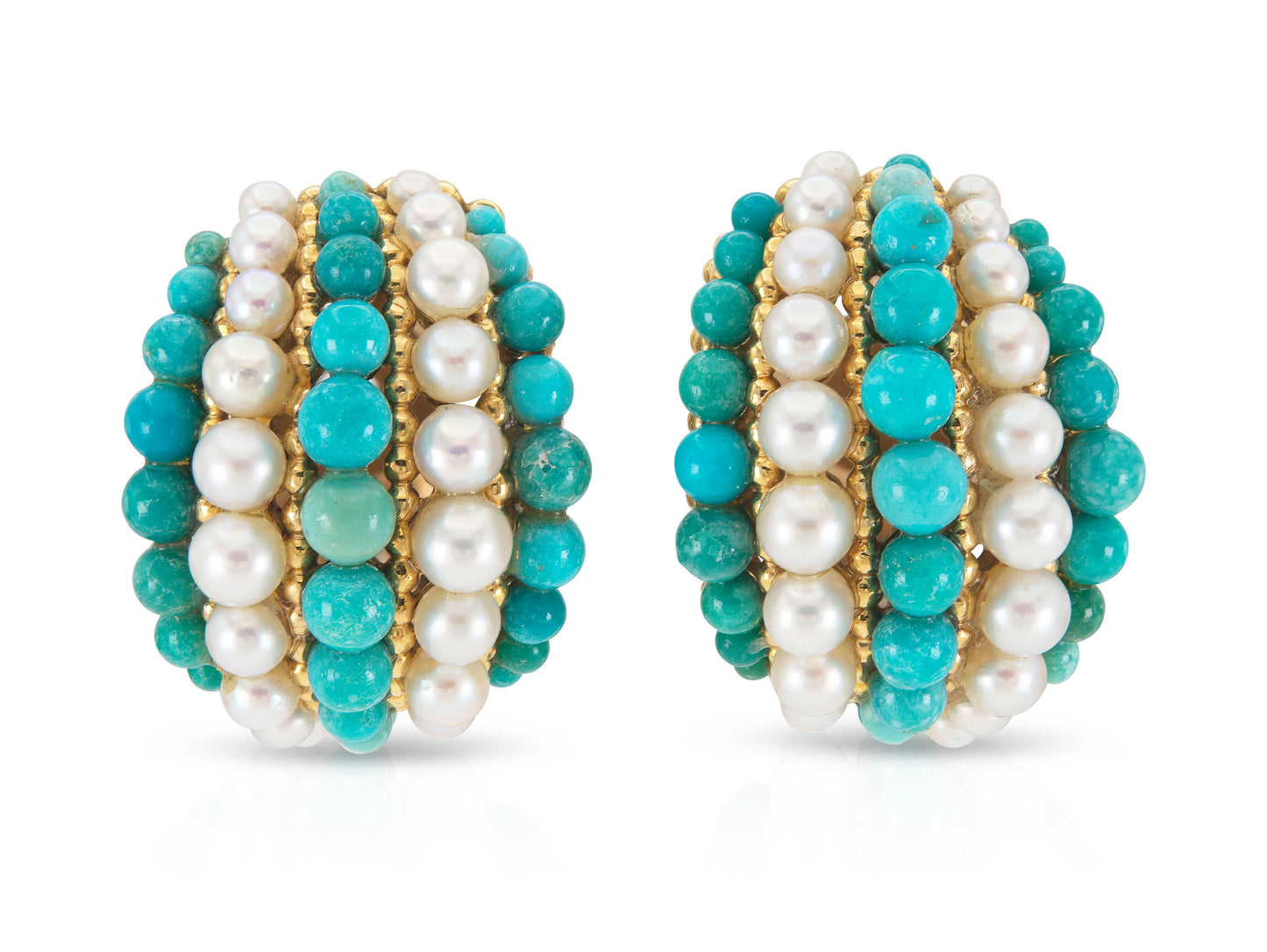 Vintage 1960s Van Cleef & Arpels Turquoise and Pearls Twist Set