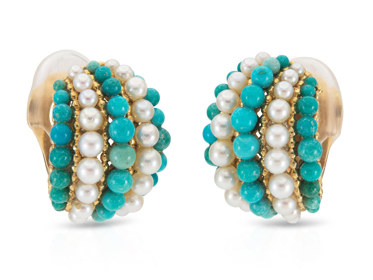 Vintage 1960s Van Cleef & Arpels Turquoise and Pearls Twist Set