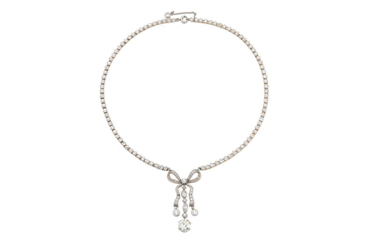Antique Edwardian 1900s Tiffany & Co. 16.00 Carat Diamond Bow Necklace