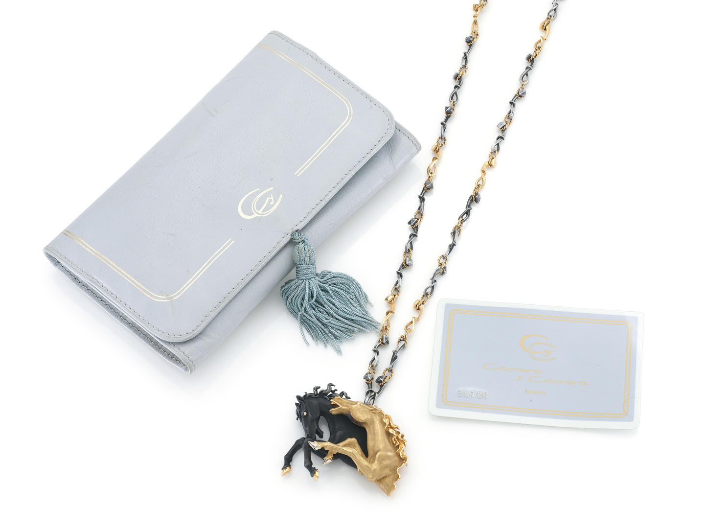 Vintage 1990s Carrera y Carrera "Ecuestre" Horses Pendant Necklace