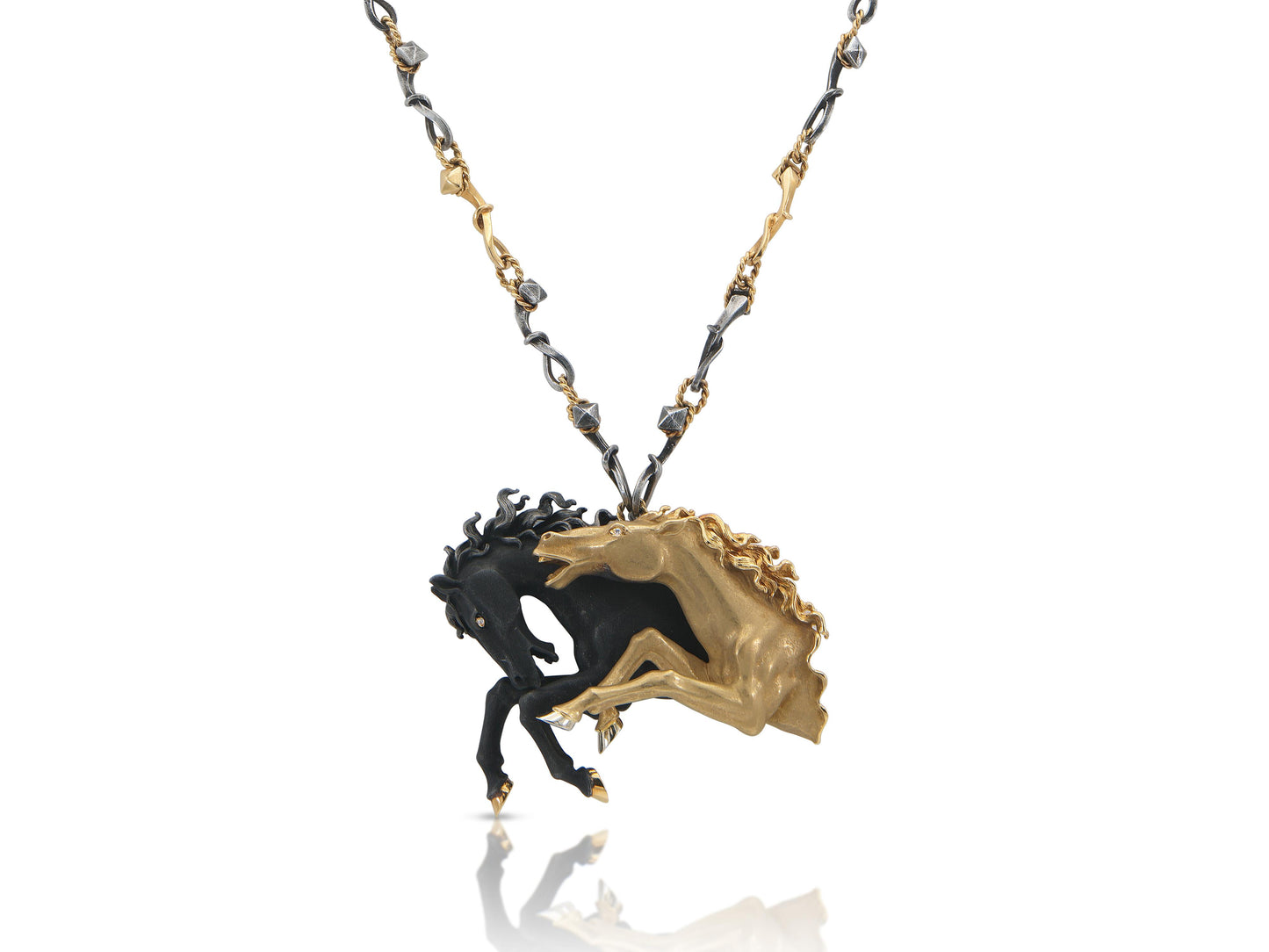 Vintage 1990s Carrera y Carrera "Ecuestre" Horses Pendant Necklace
