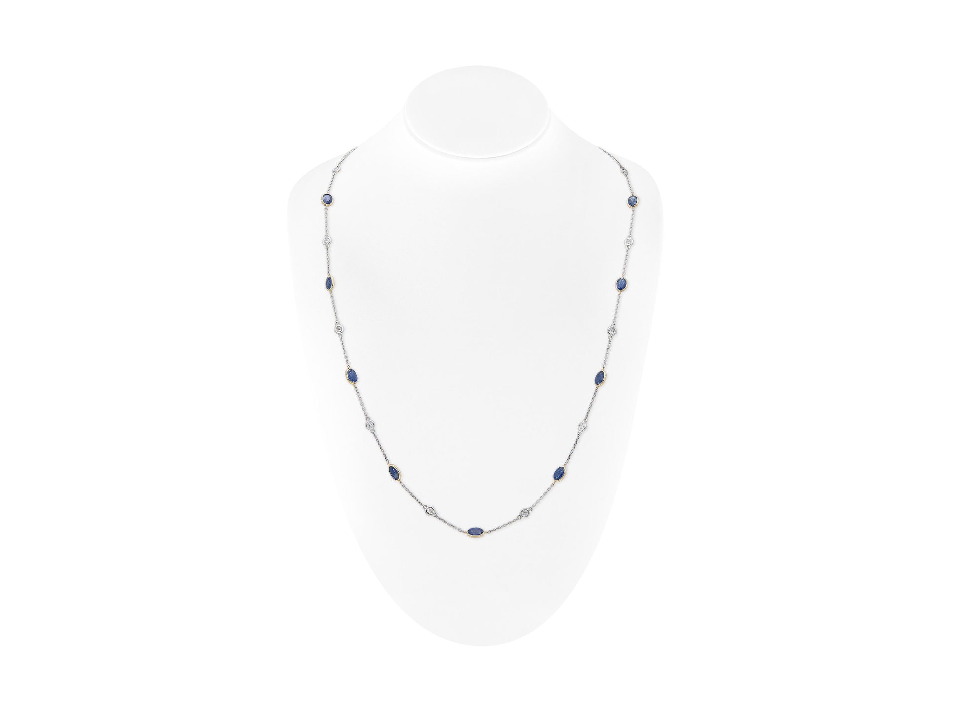 9.00 Carat Sapphires and 1.50 Carat Diamonds by The Yard Necklace