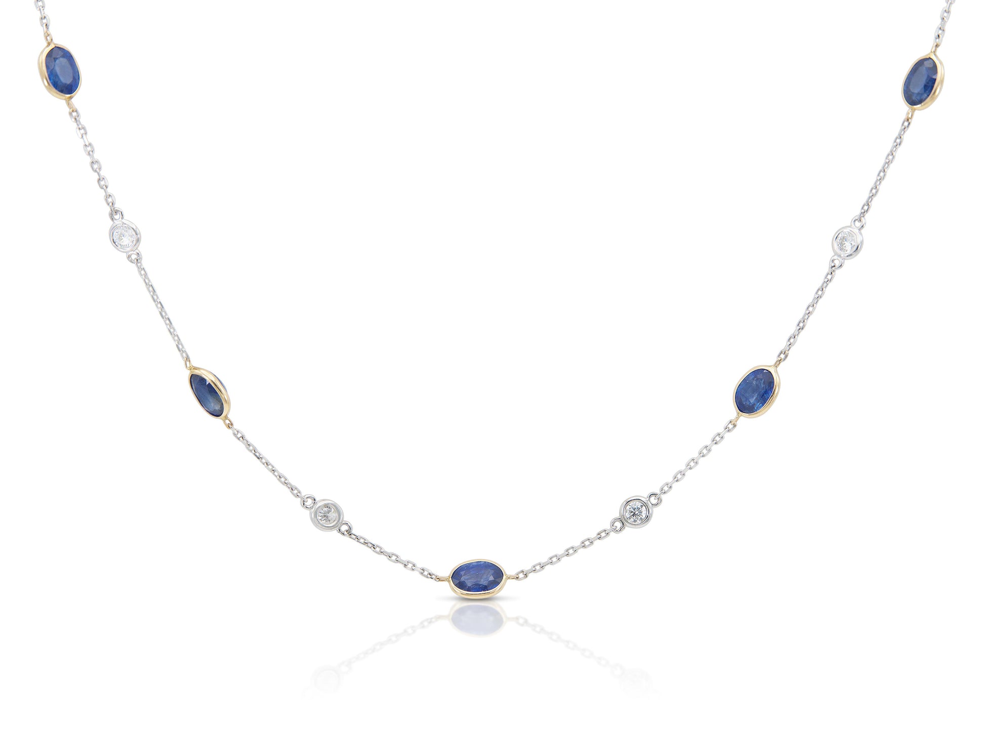 9.00 Carat Sapphires and 1.50 Carat Diamonds by The Yard Necklace