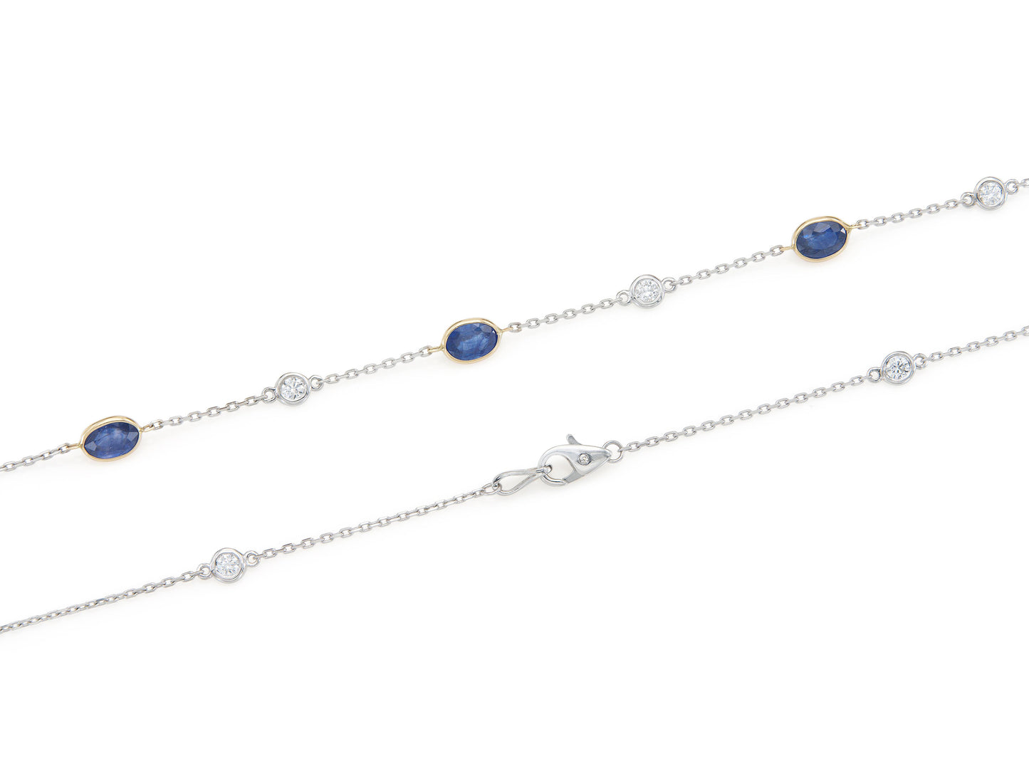 9.00 Carat Sapphires and 1.50 Carat Diamonds by The Yard Necklace