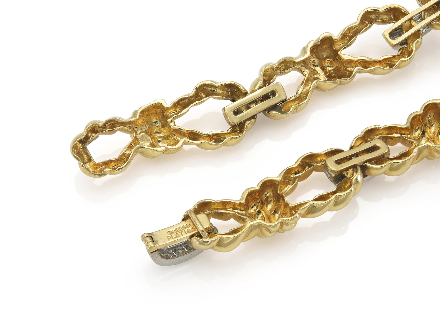 David Webb Gold Rope Links Necklace with Diamonds
