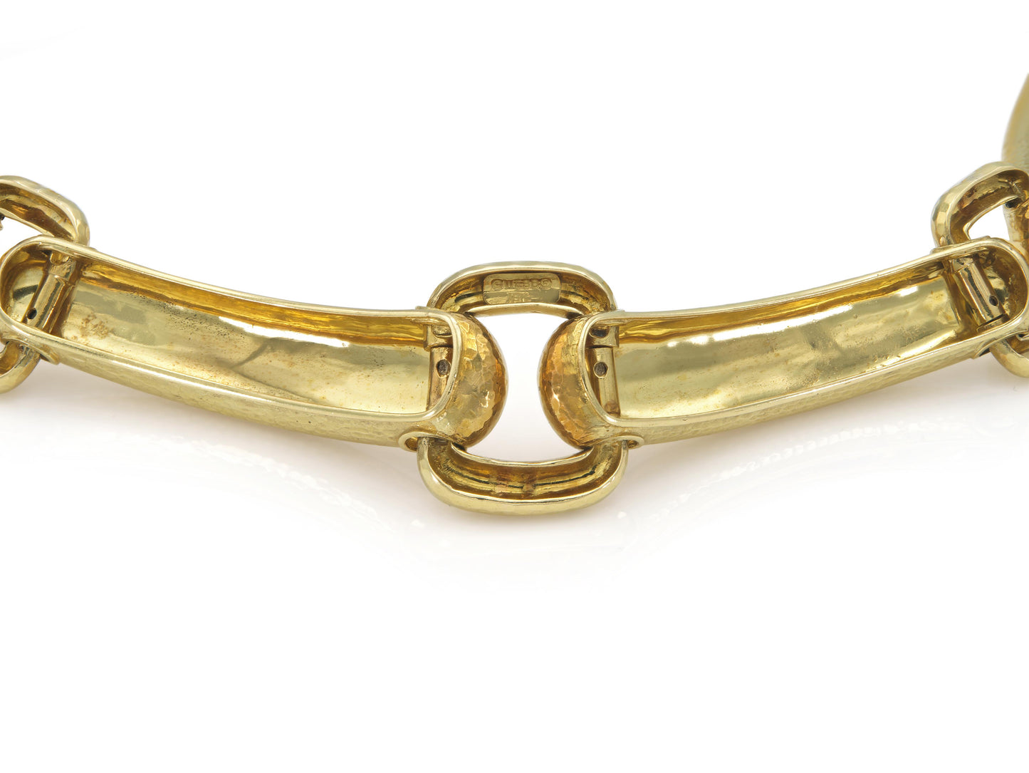 David Webb Hammered Gold Station Chocker Necklace