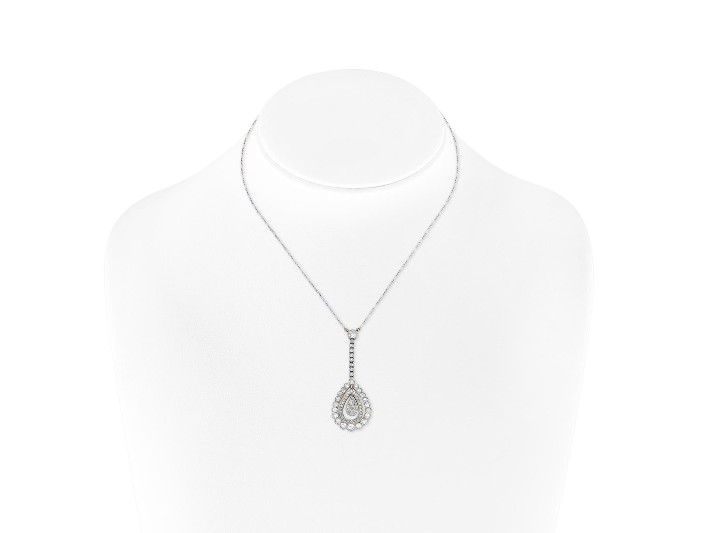 Antique Art Deco 1920s 2.50 Carat Diamond Drop Pendant Necklace