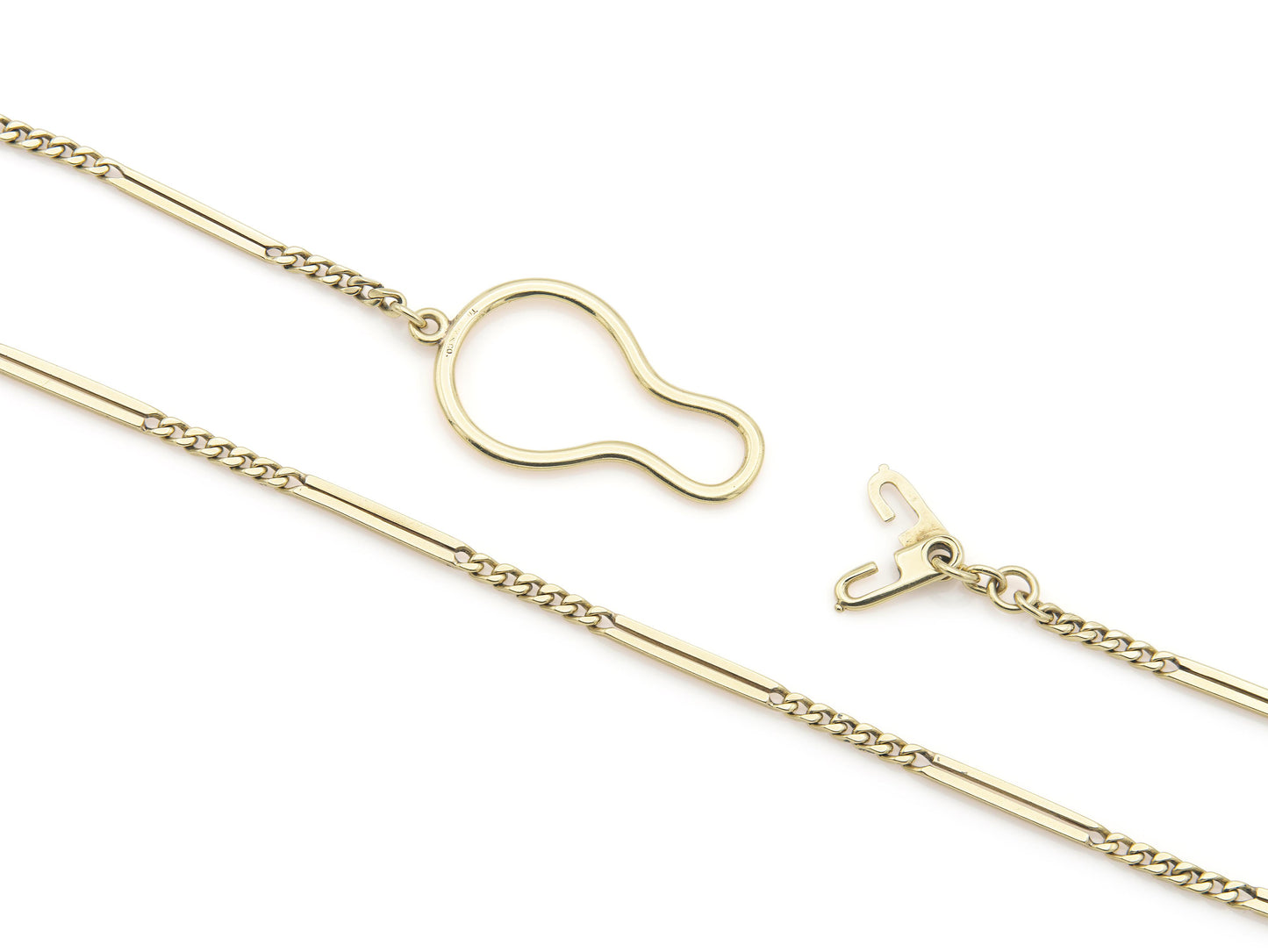 Antique Art Deco 1920s Tiffany & Co. Gold Watch Fob Station Chain Necklace
