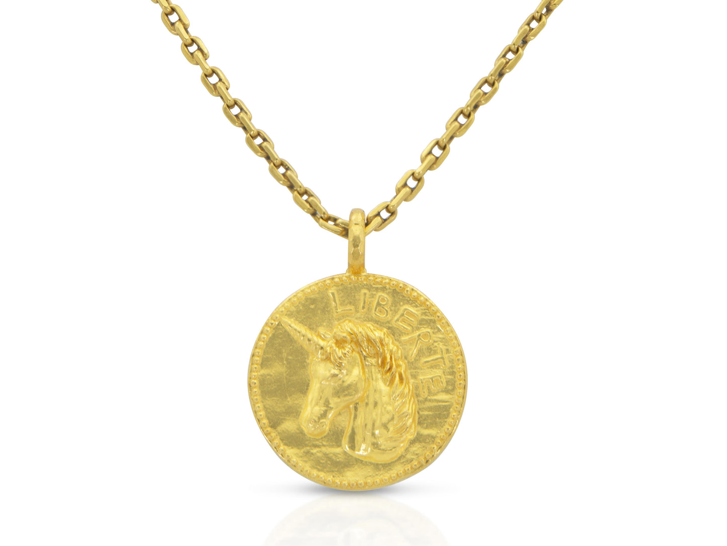 Mene Gold Liberte Unicorn Medallion Pendant Necklace