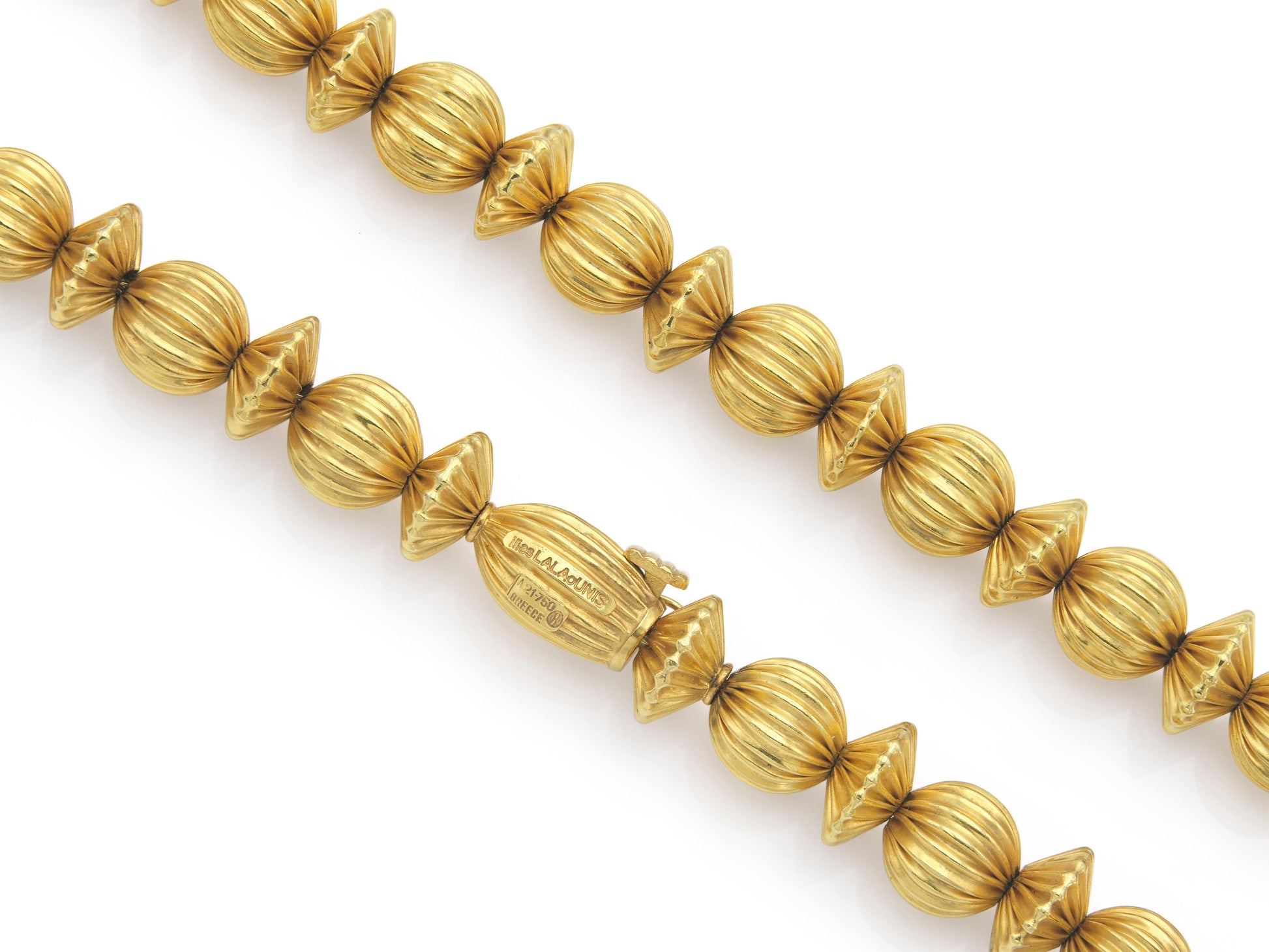 Vintage 1960s Lalaounis Textured Gold Balls Station Necklace