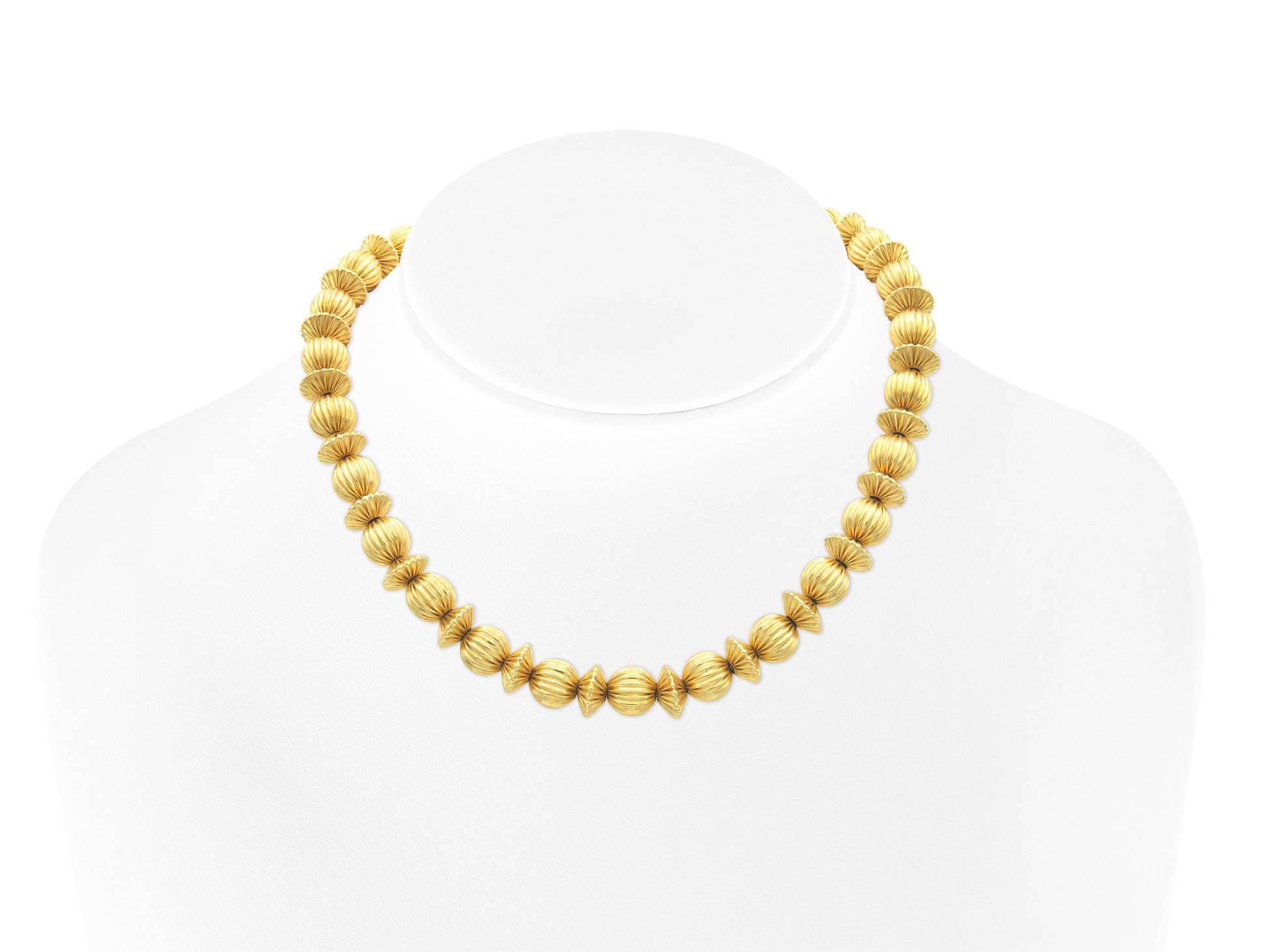 Vintage 1960s Lalaounis Textured Gold Balls Station Necklace