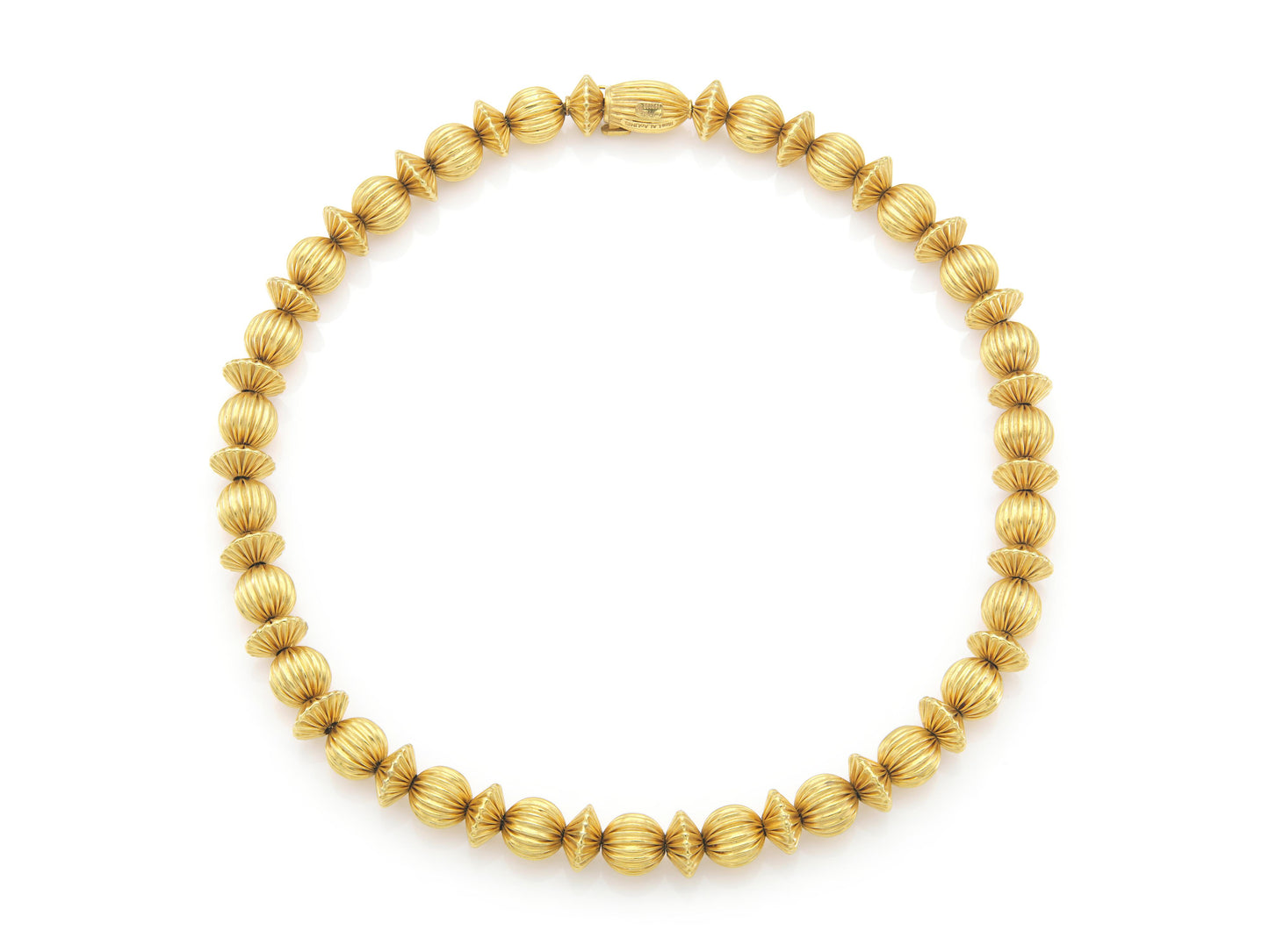 Vintage 1960s Lalaounis Textured Gold Balls Station Necklace