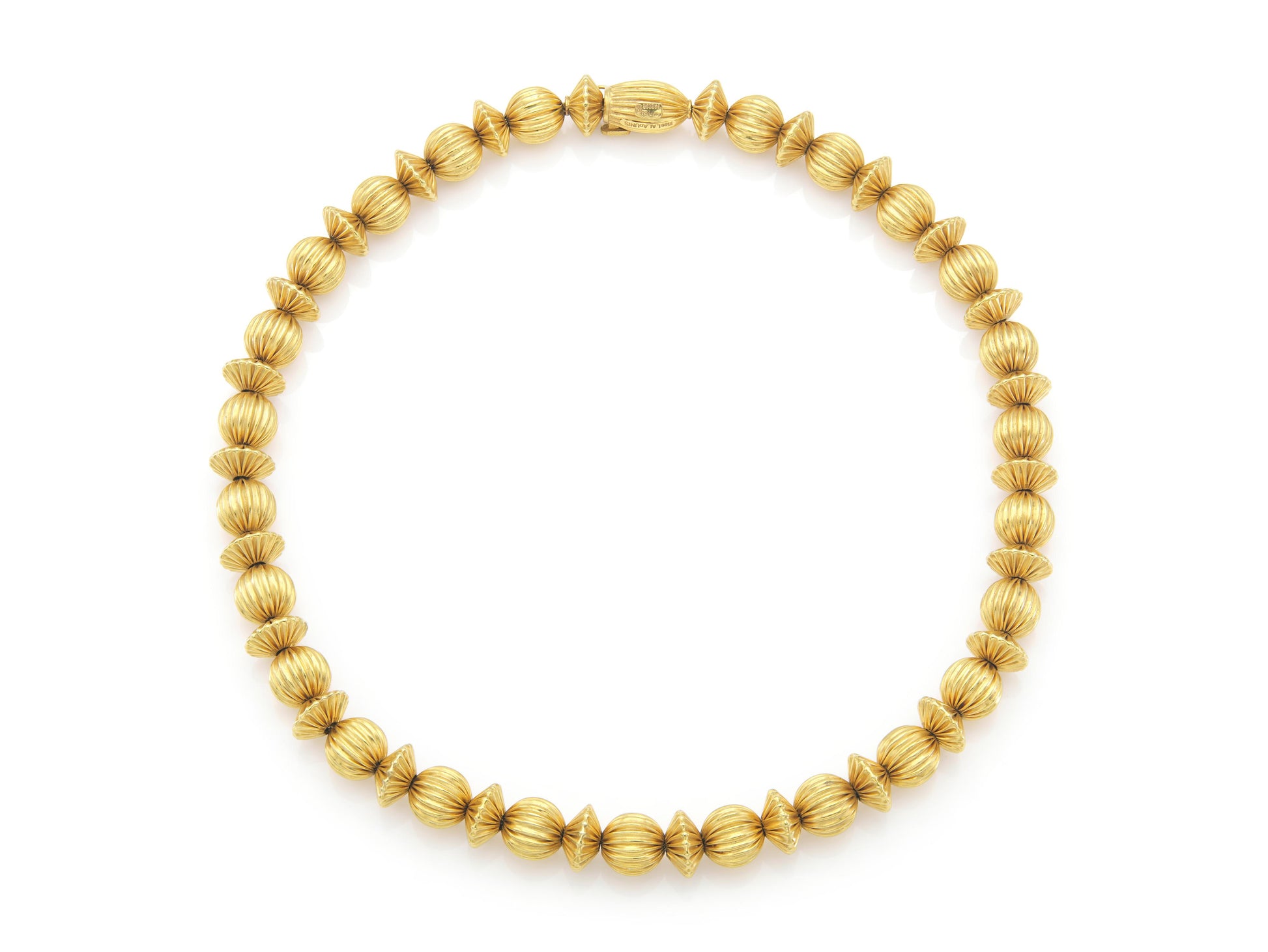 Vintage 1960s Lalaounis Textured Gold Balls Station Necklace