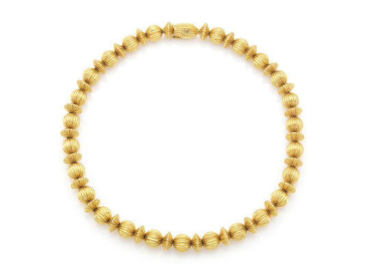 Vintage 1960s Lalaounis Textured Gold Balls Station Necklace