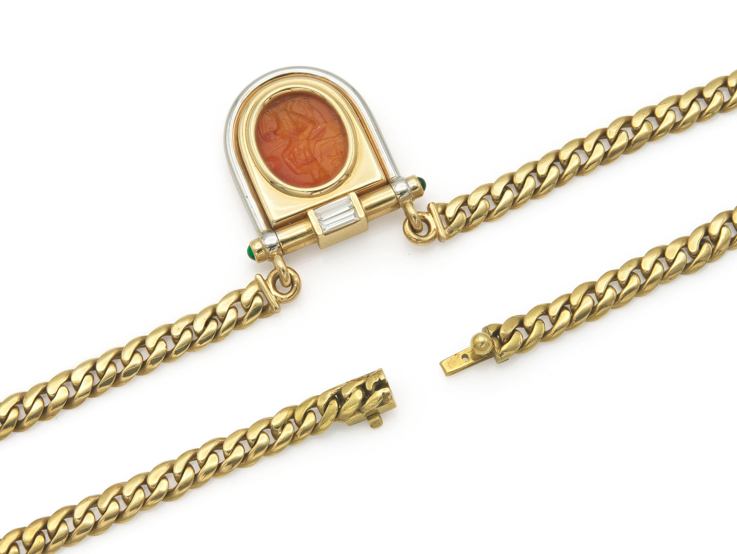 Vintage 1980s Bvlgari Carnelian Intaglio Pendant Necklace