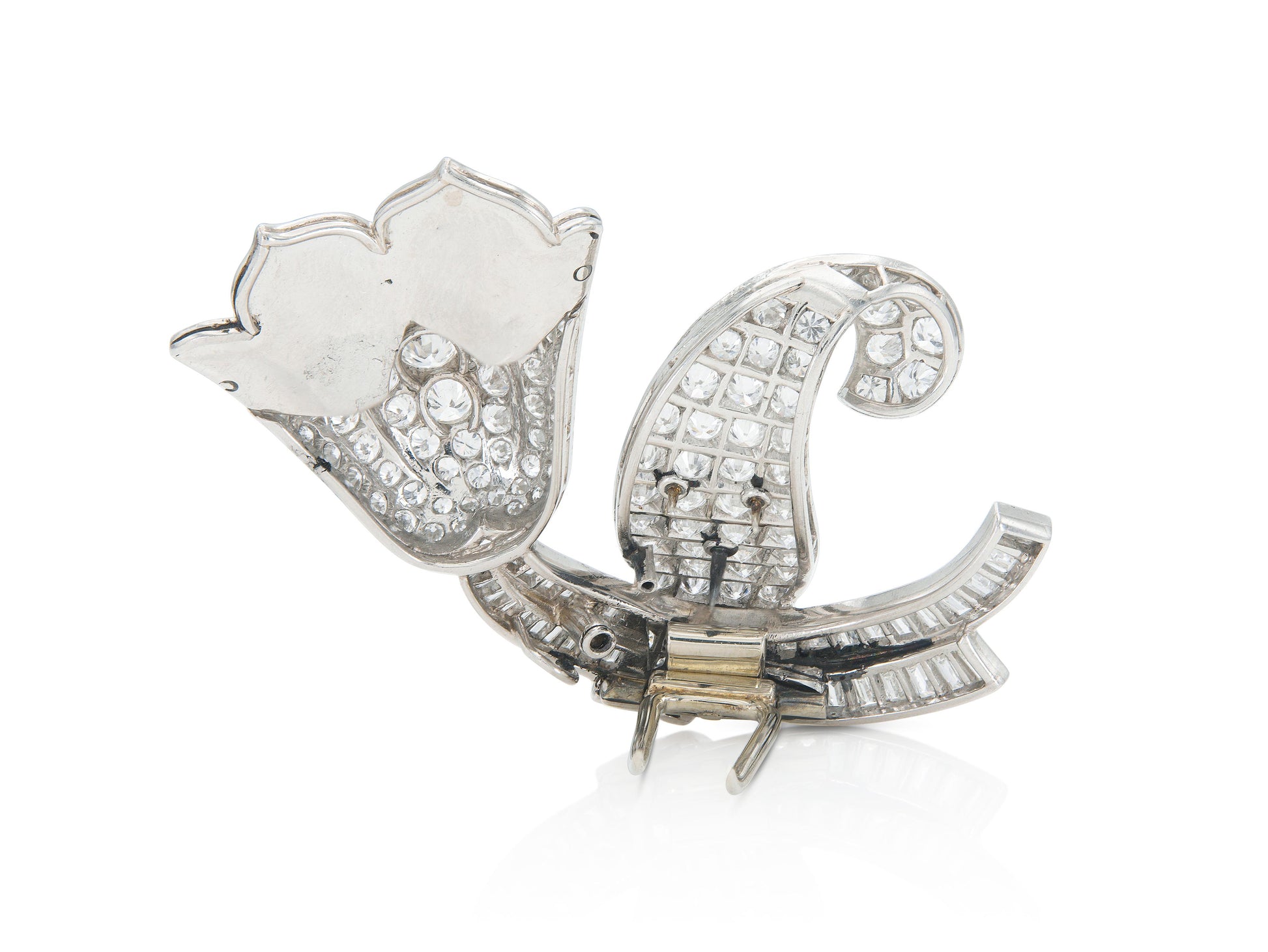 Vintage 1950s 7.50 Carat Diamond Tulip Brooch Pendant