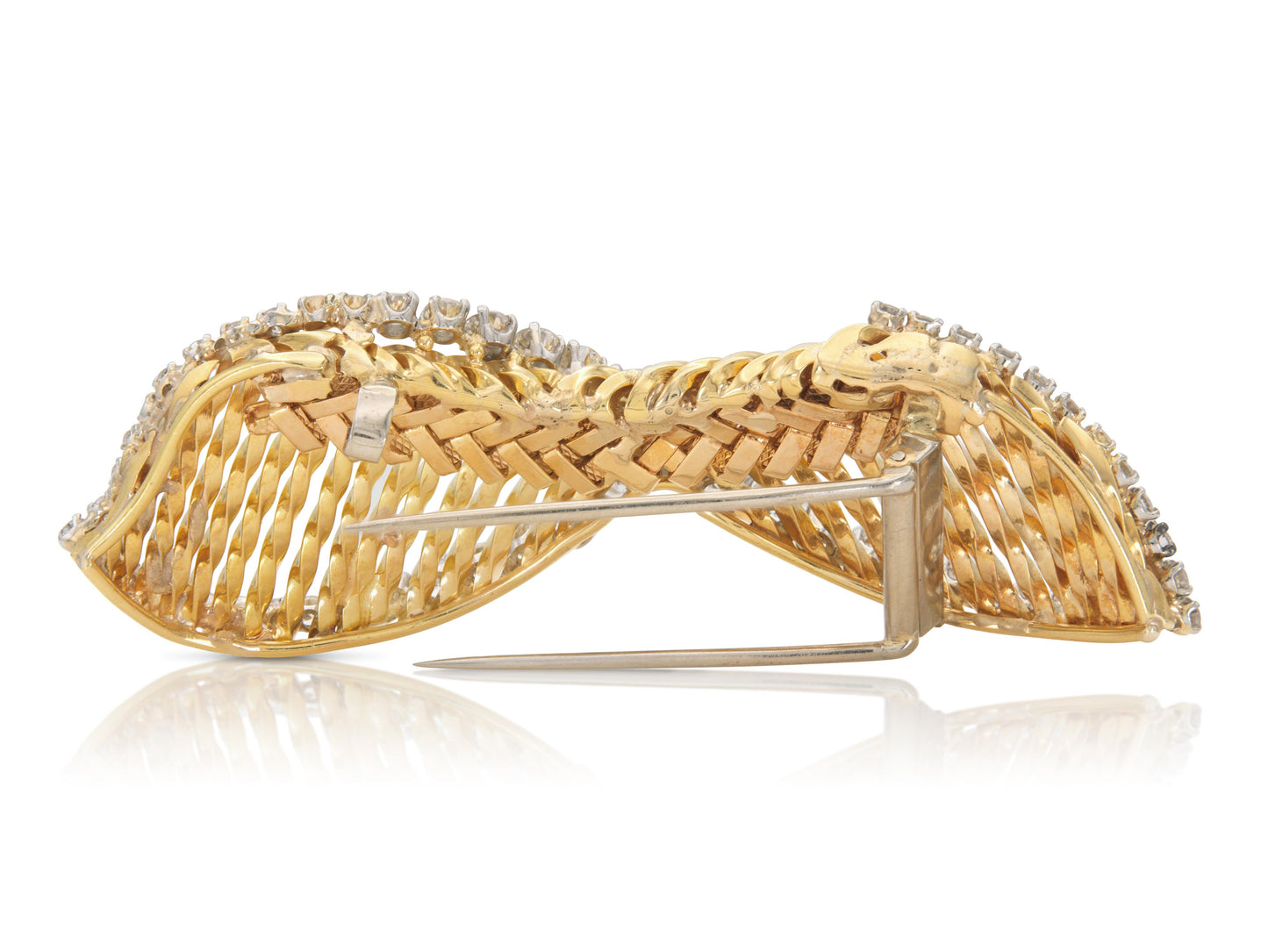 Vintage 1970s Gold and 5.00 Carat Diamond Brooch