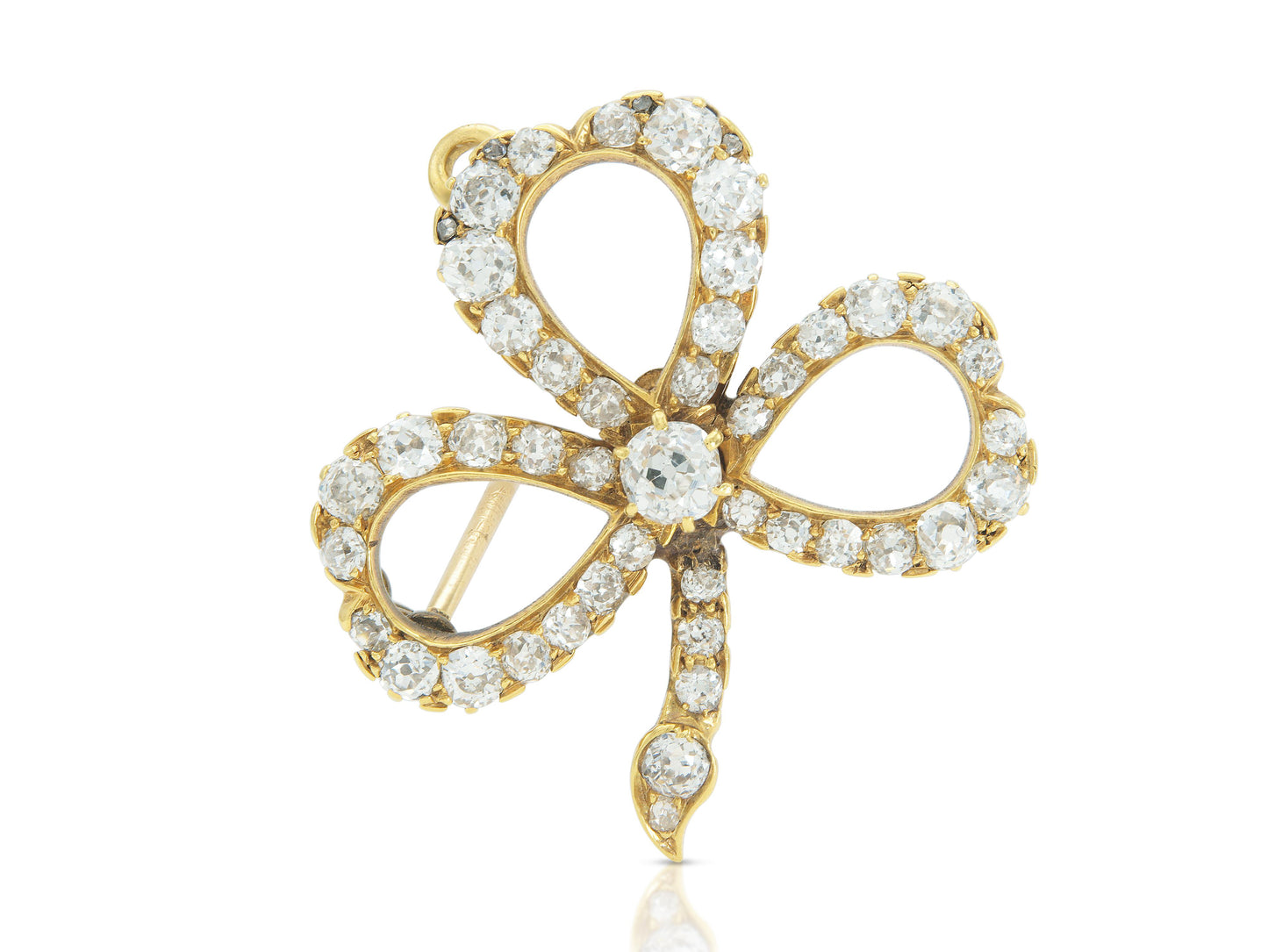 Antique Victorian 4.50 Carat Diamond Clover Brooch Pendant
