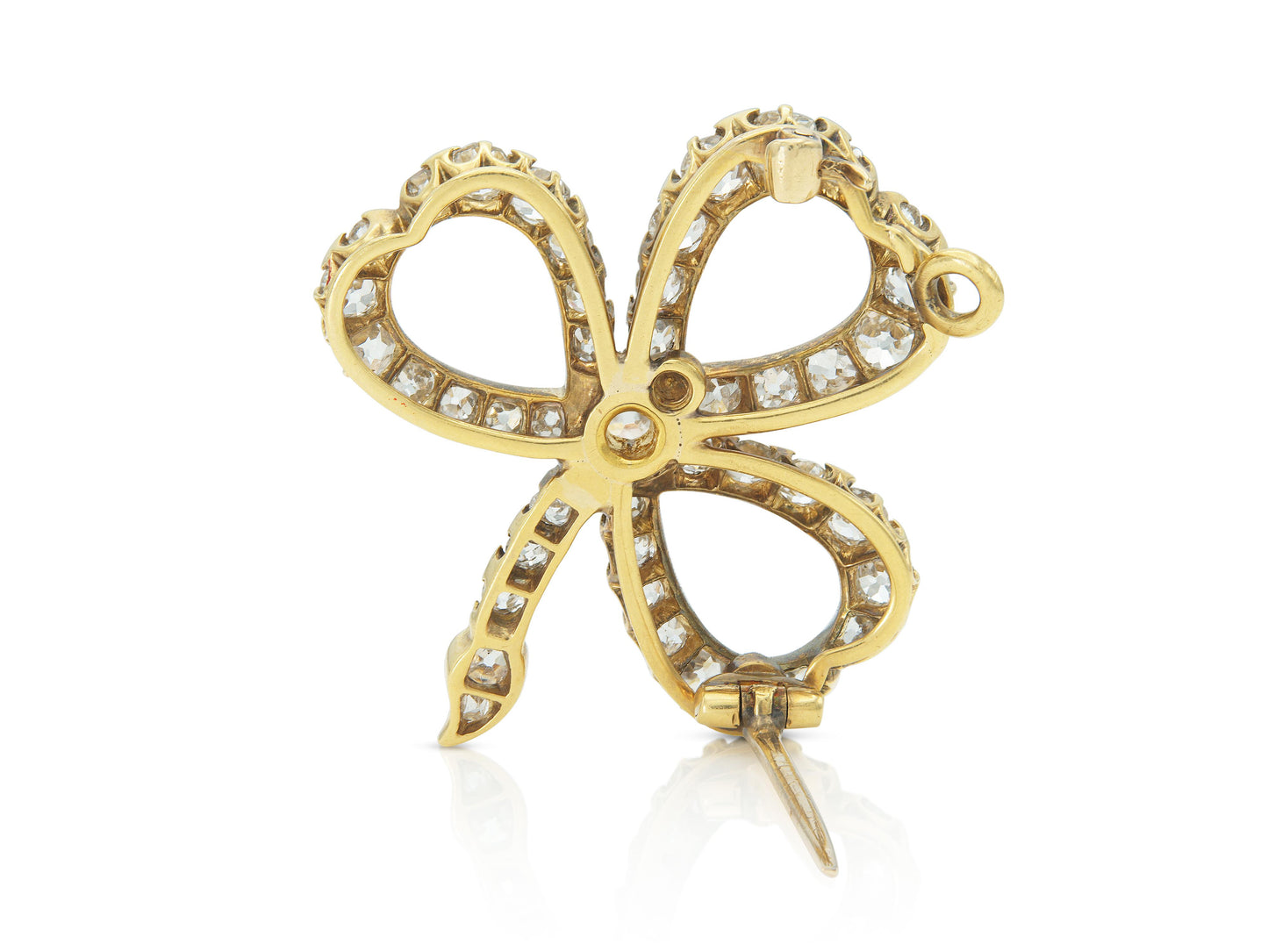 Antique Victorian 4.50 Carat Diamond Clover Brooch Pendant