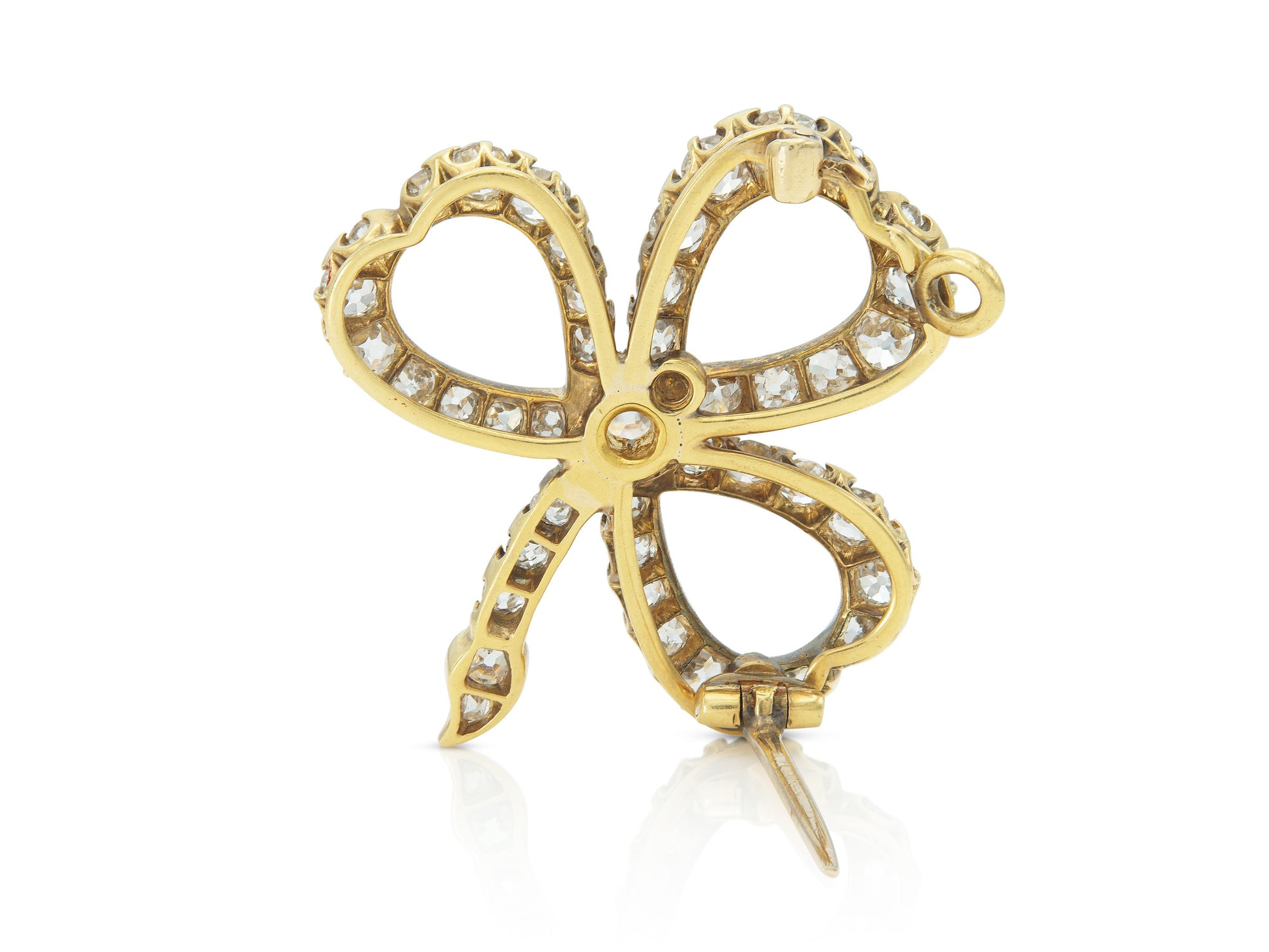 Antique Victorian 4.50 Carat Diamond Clover Brooch Pendant