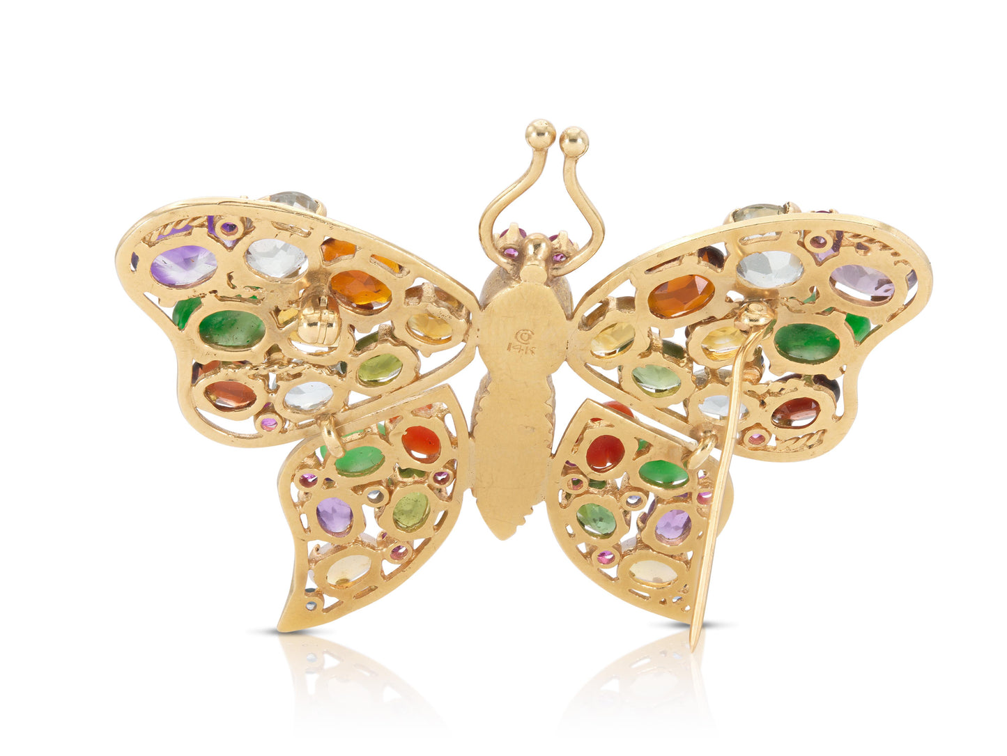 Multi-Gem Butterfly Brooch Pendant