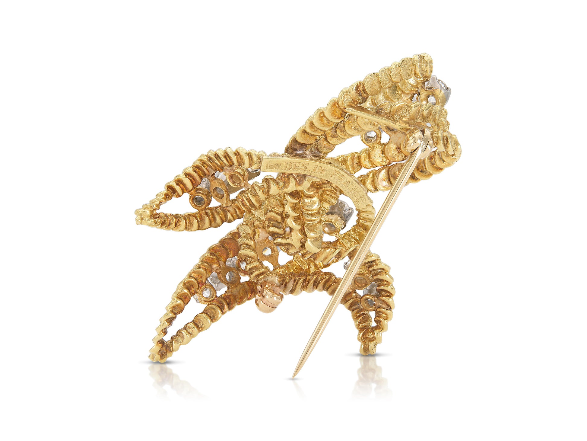 Vintage 1950s Gold and 2.20 Carat Diamond Brooch