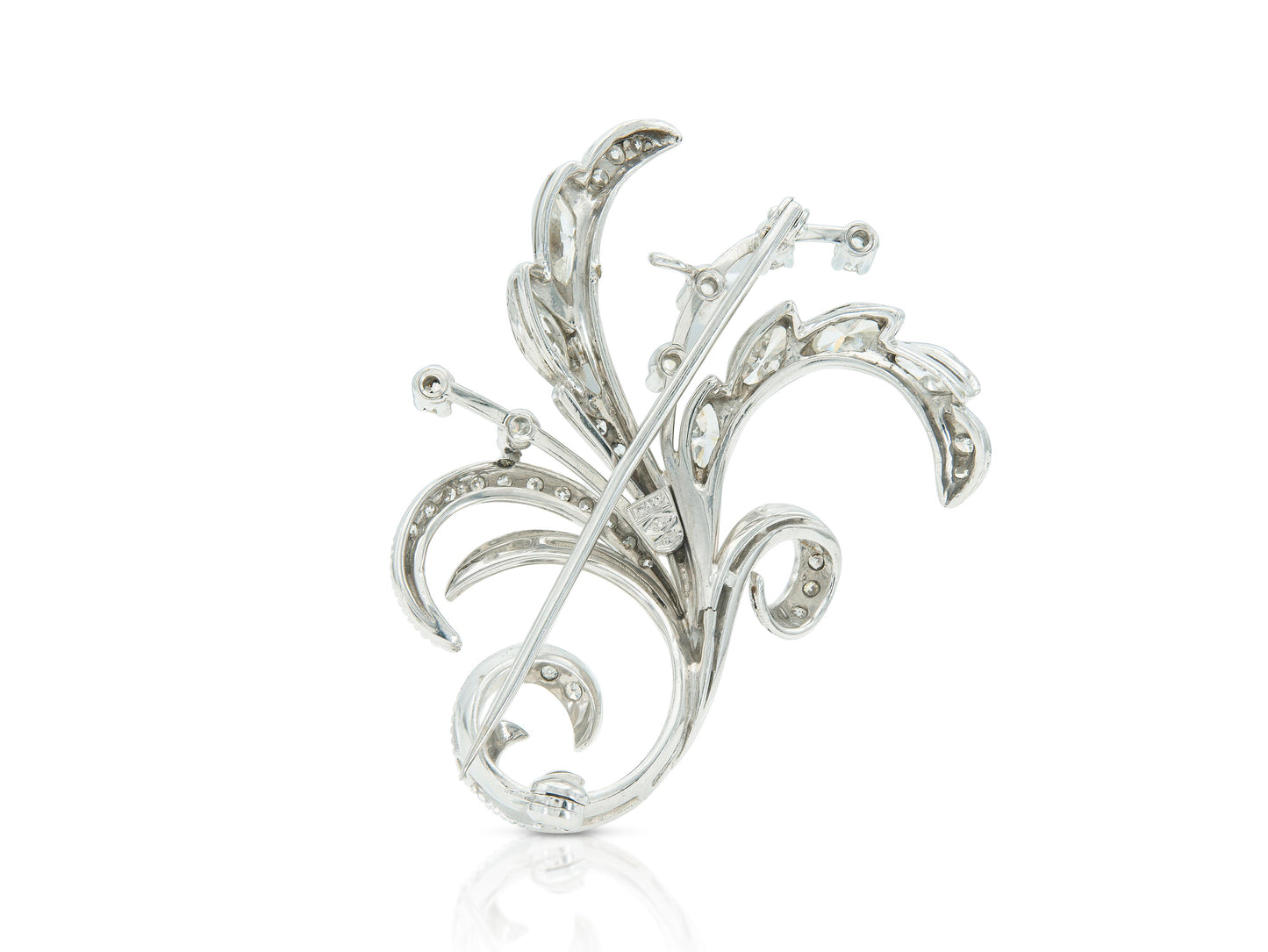 Vintage 1940s Retro 2.50 Carat Diamond Floral Brooch
