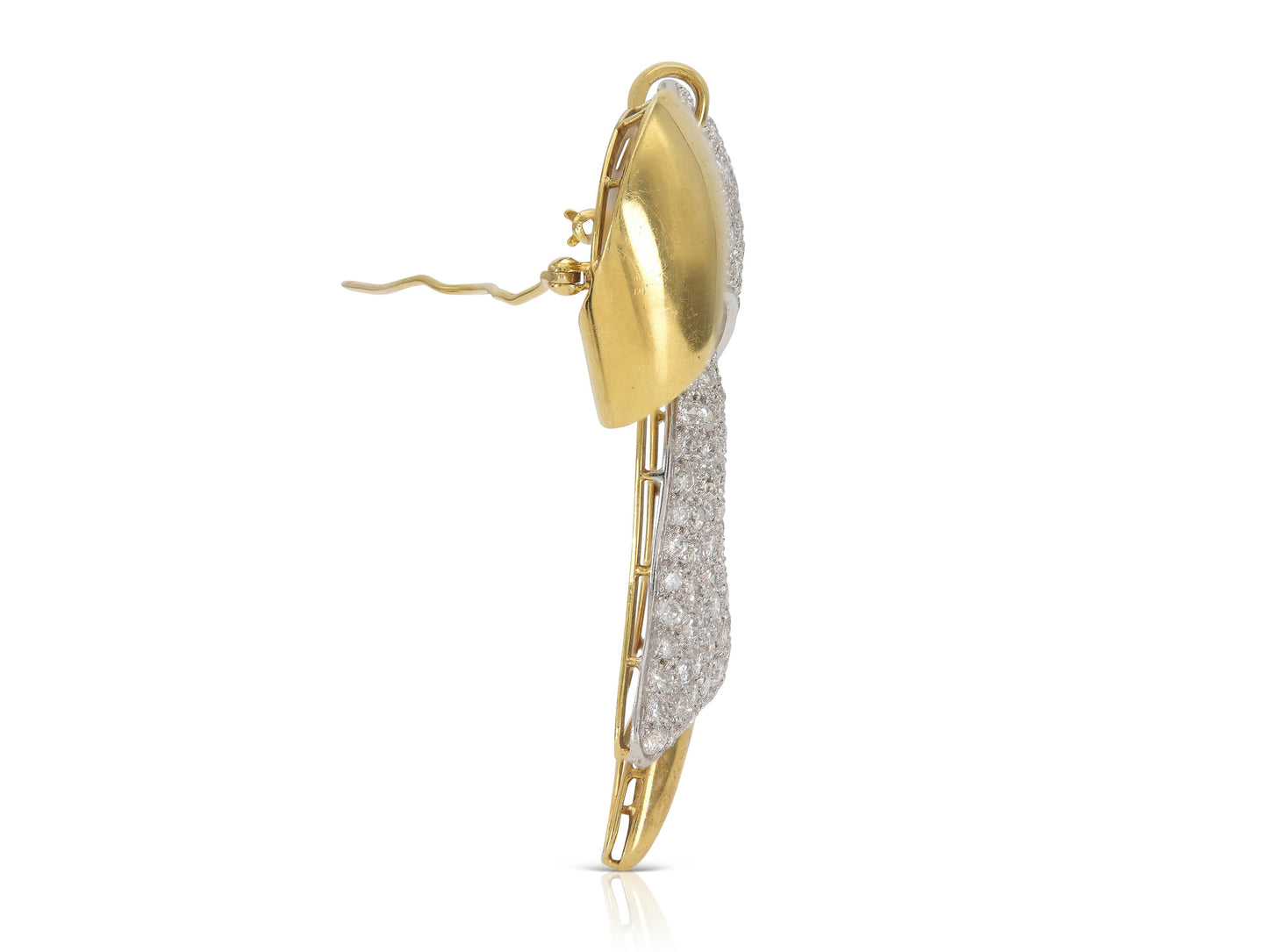 Vintage 1980s Gold and 10.50 Carat Diamond Bow Brooch Pendant