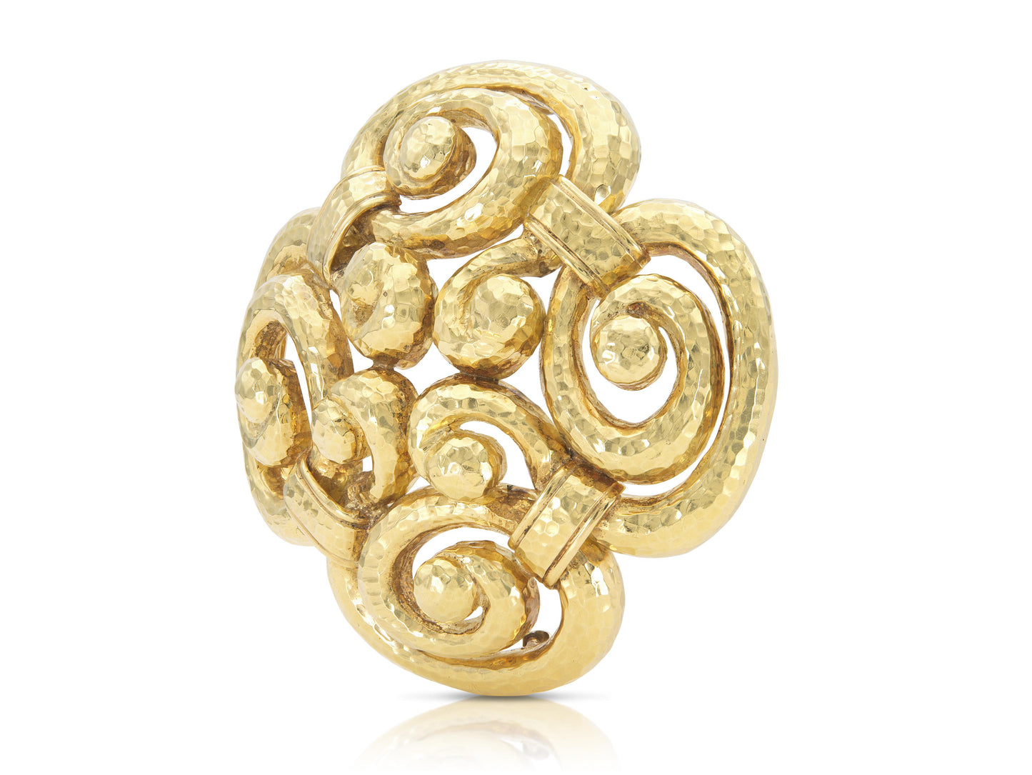 Vintage 1960s David Webb Hammered Gold Swirls Brooch