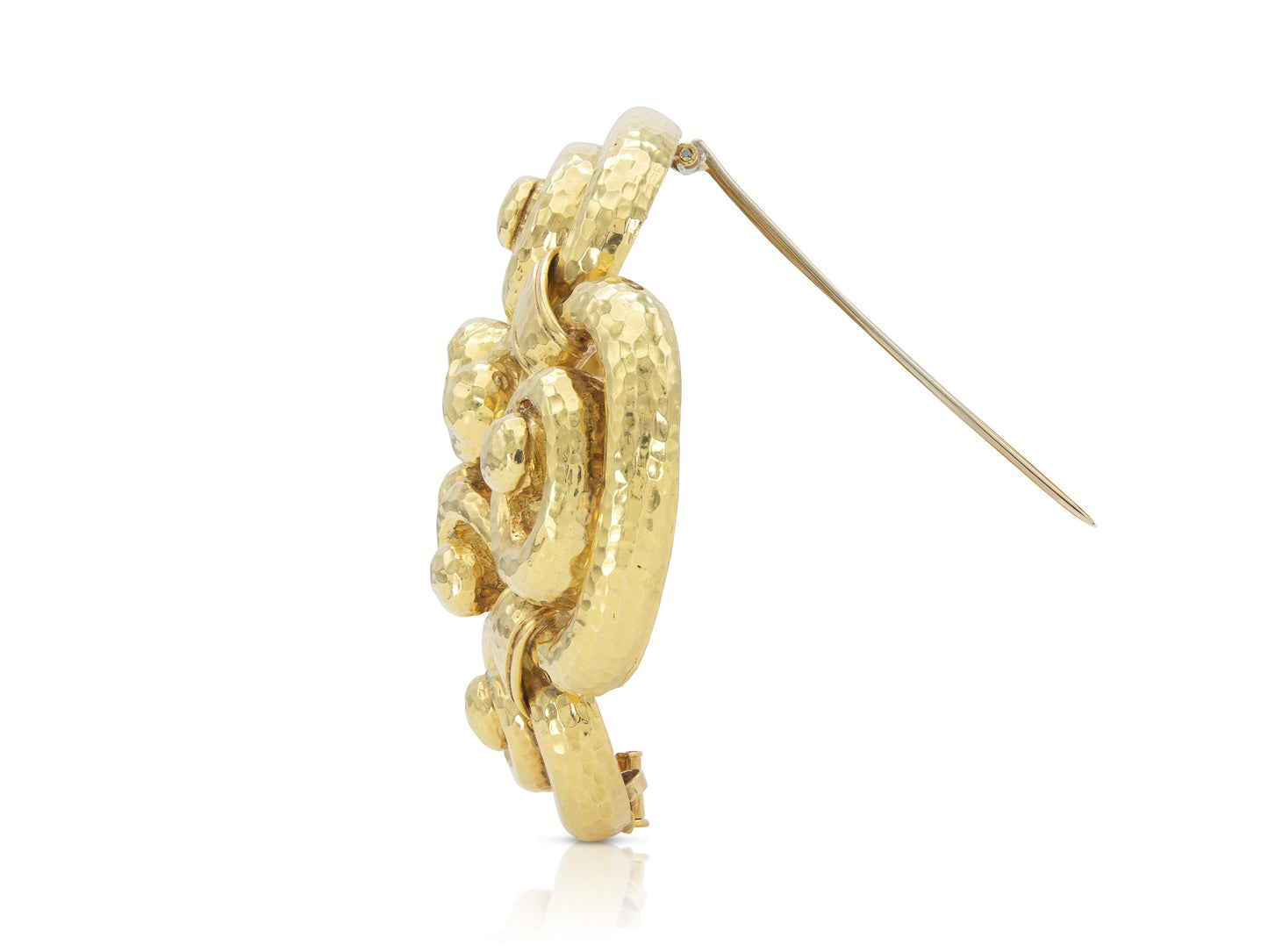 Vintage 1960s David Webb Hammered Gold Swirls Brooch