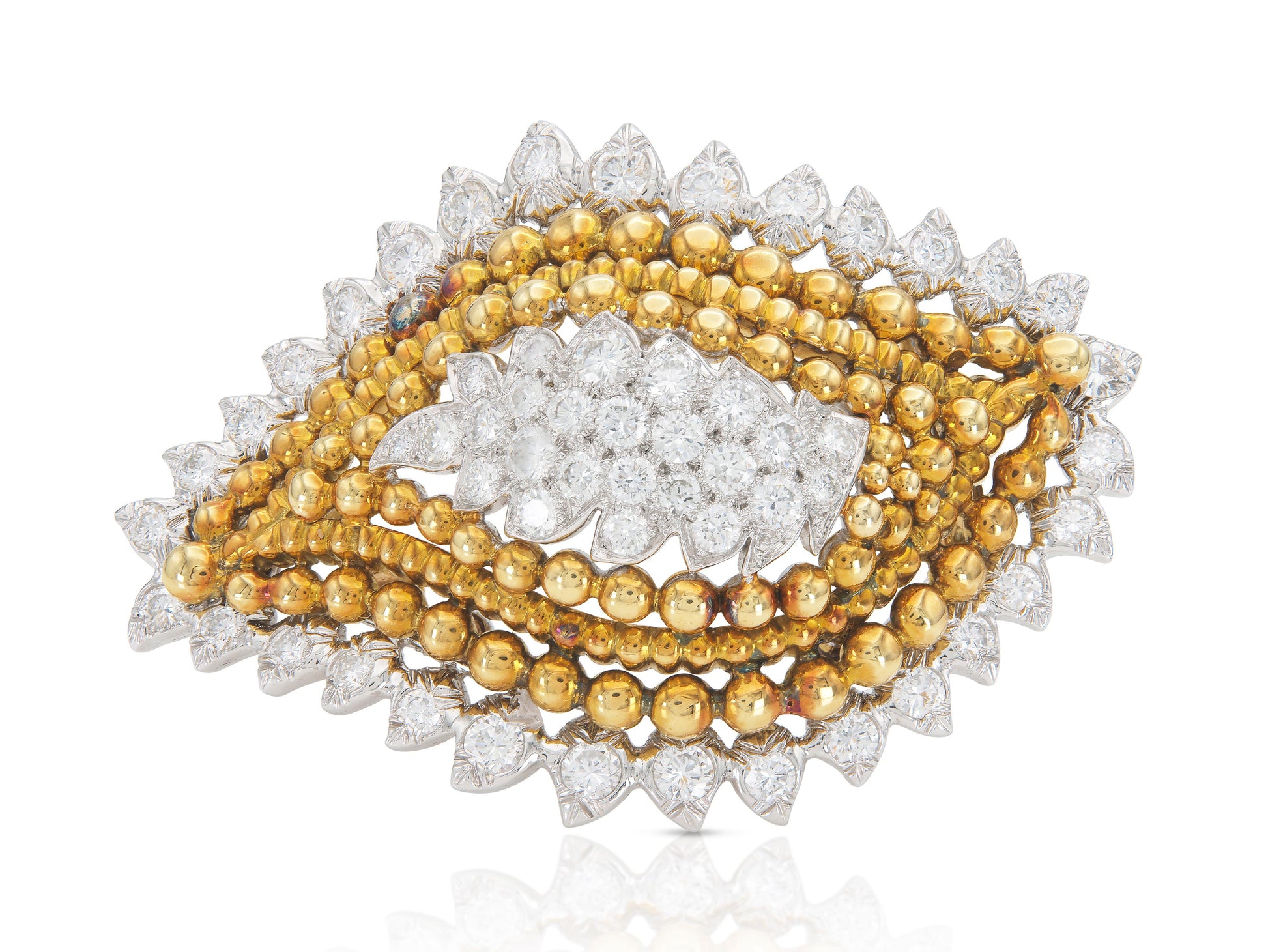 Vintage 1950s David Webb Gold and 6.50 Carat Diamond Leaf Brooch