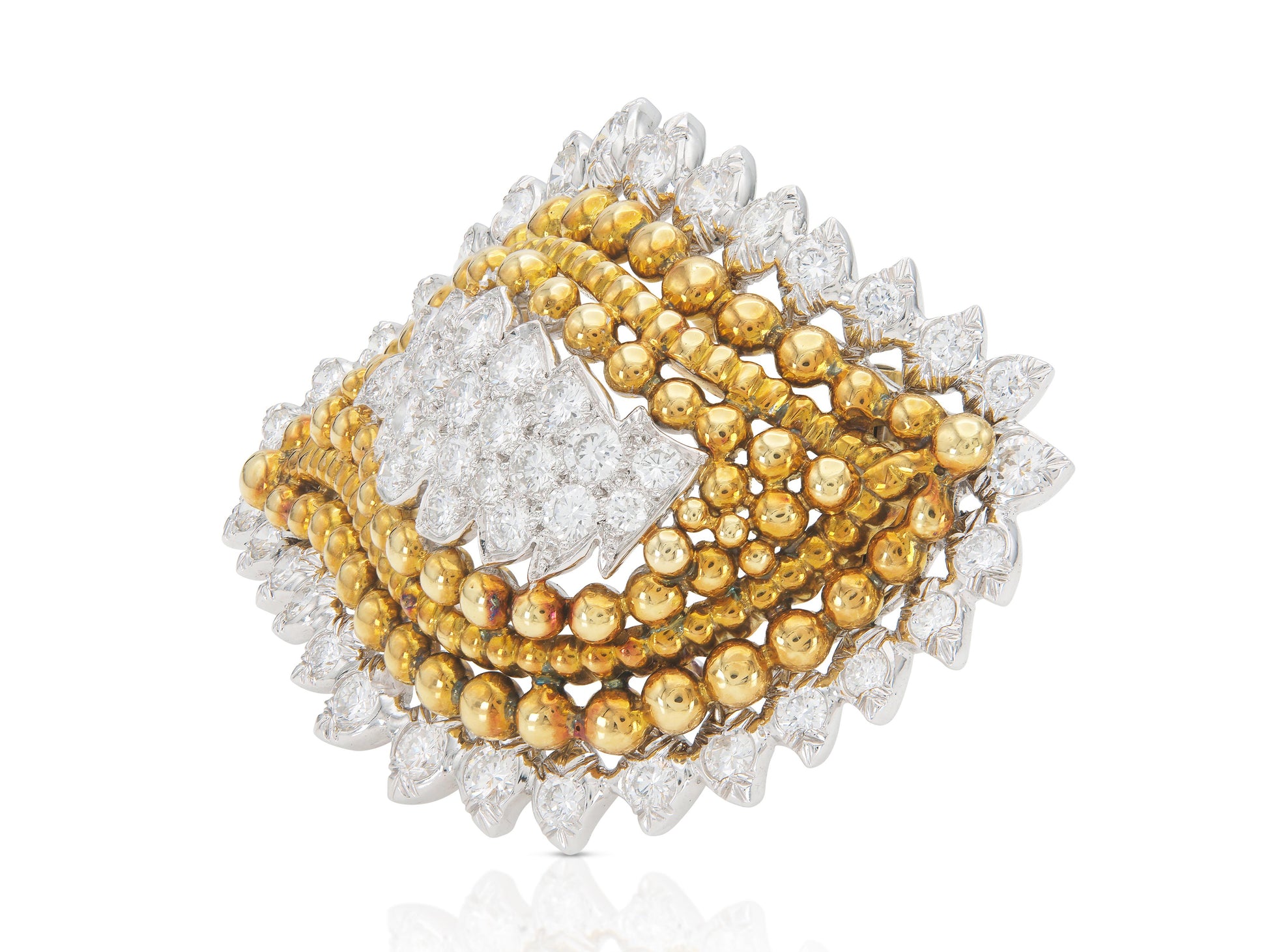 Vintage 1950s David Webb Gold and 6.50 Carat Diamond Leaf Brooch