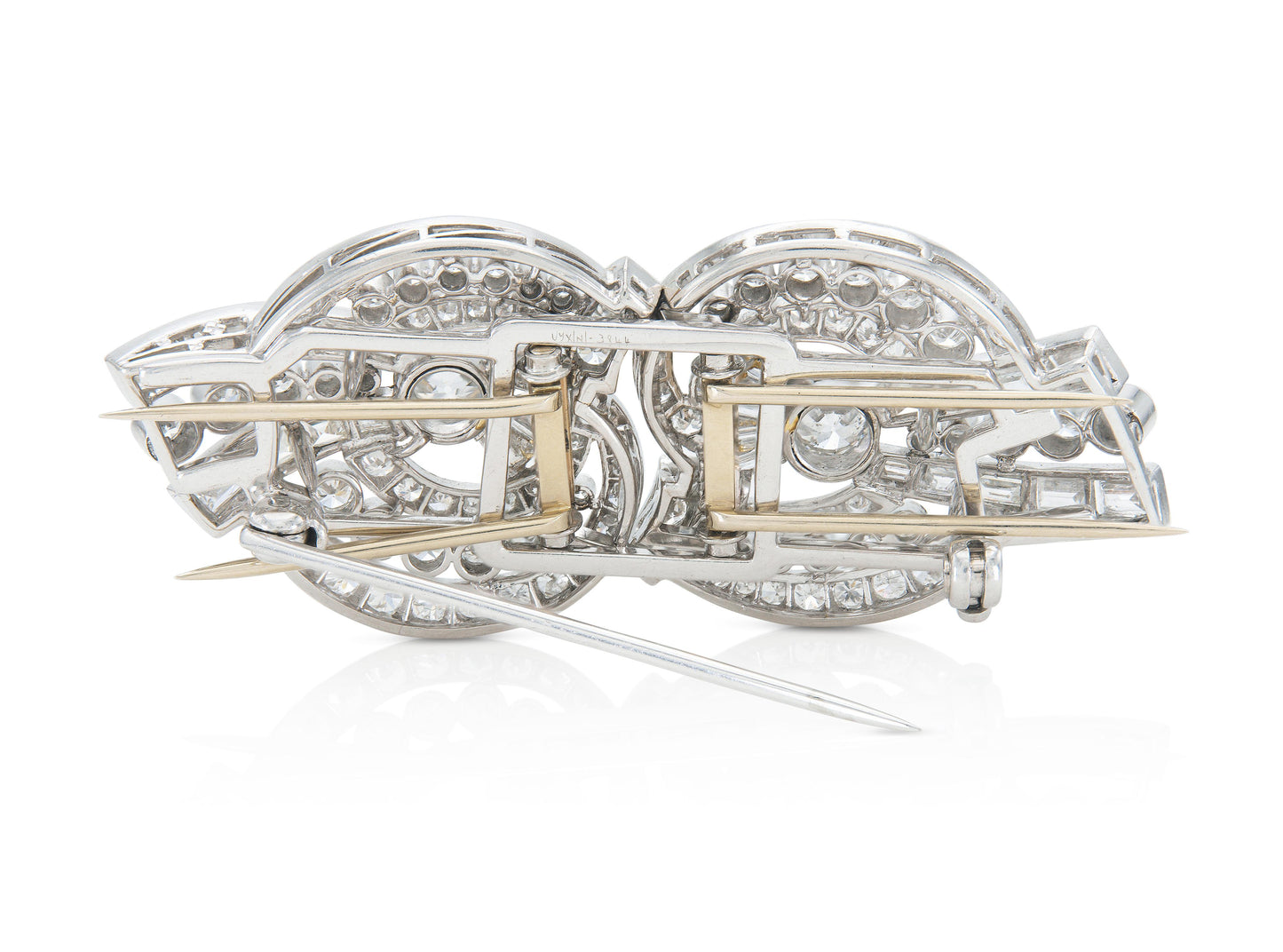 Antique Art Deco 1920s 9.20 Carat Diamond Double Clip Brooch