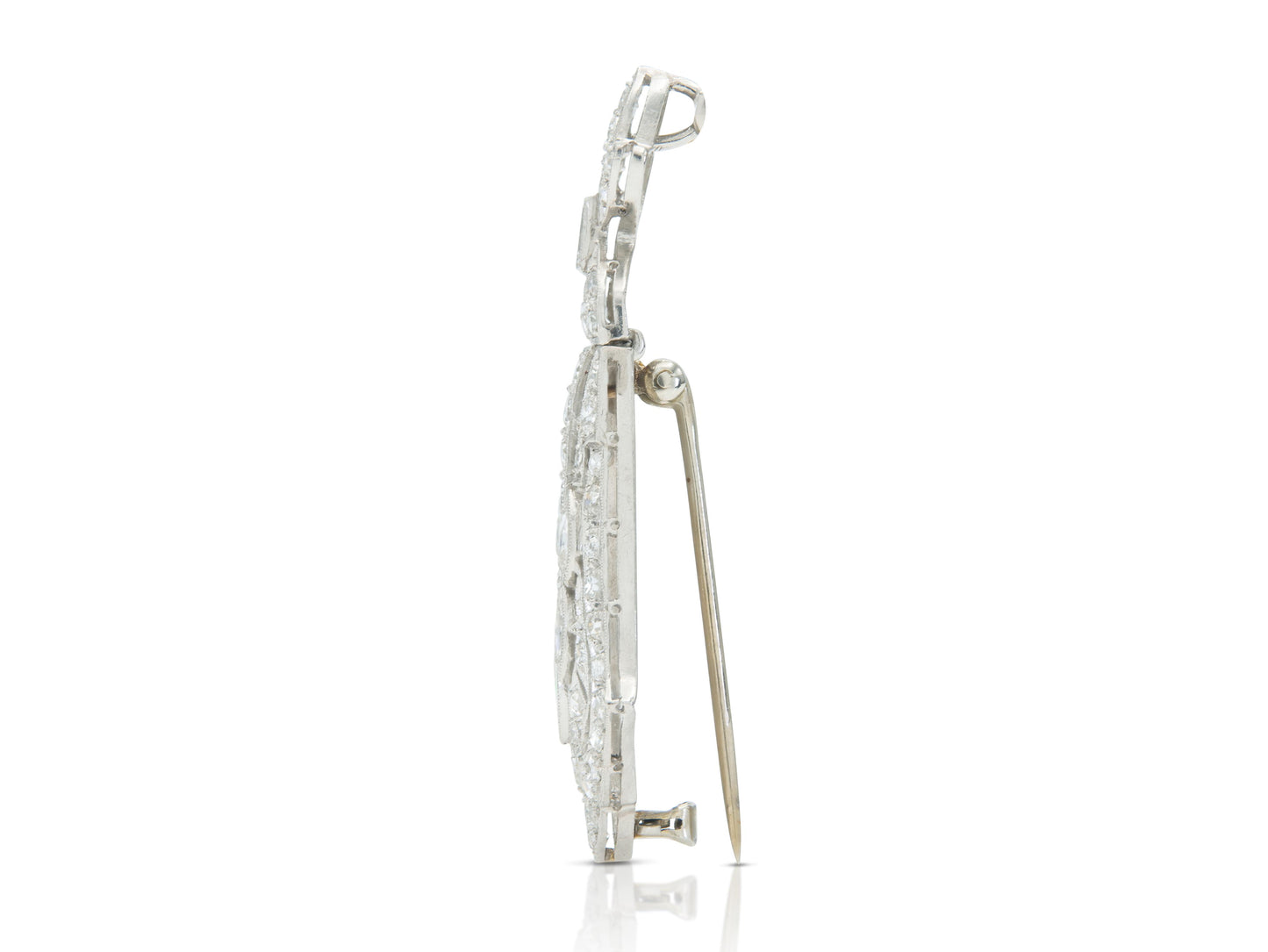 Antique Edwardian 1910s 3.30 Carat Diamond Brooch Pendant