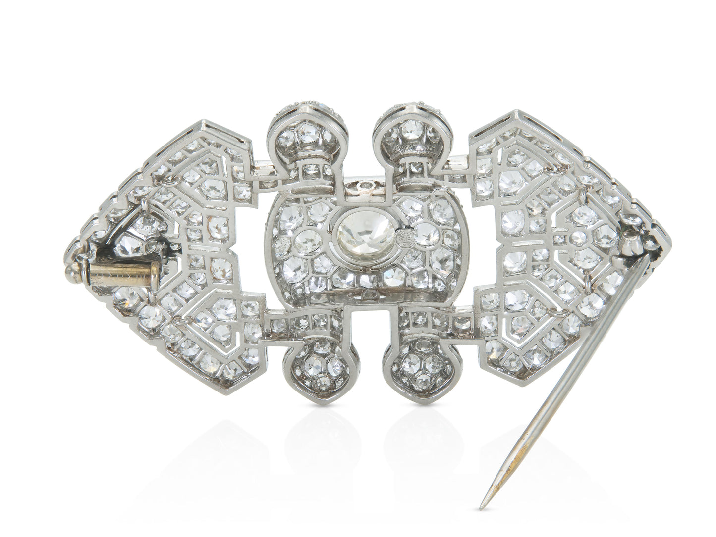 Antique Art Deco 1920s 8.80 Carat Diamond Brooch