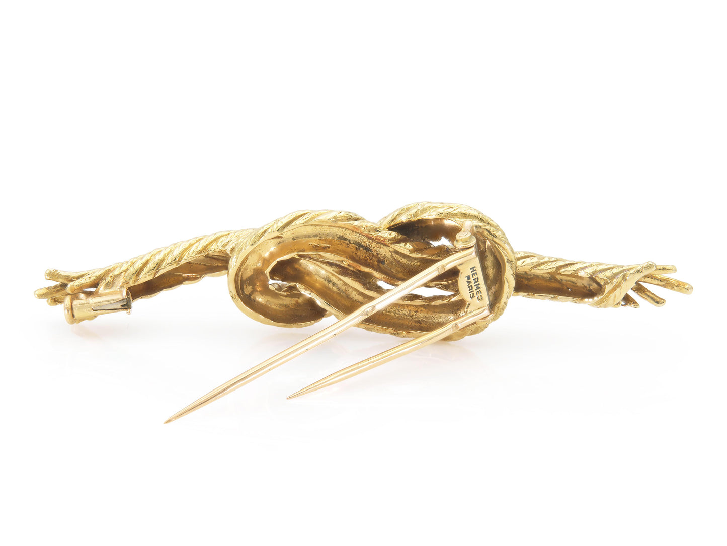 Vintage 1970s Hermes Gold Figure 8 Nautical Knot Brooch
