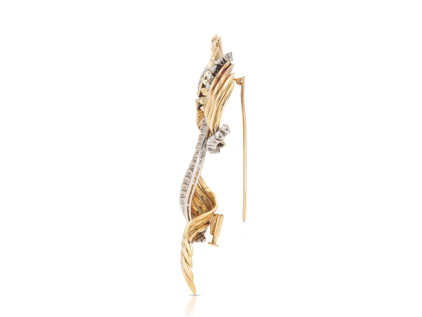 Vintage 1940s Retro Gold and 6.00 Carat Diamond Brooch