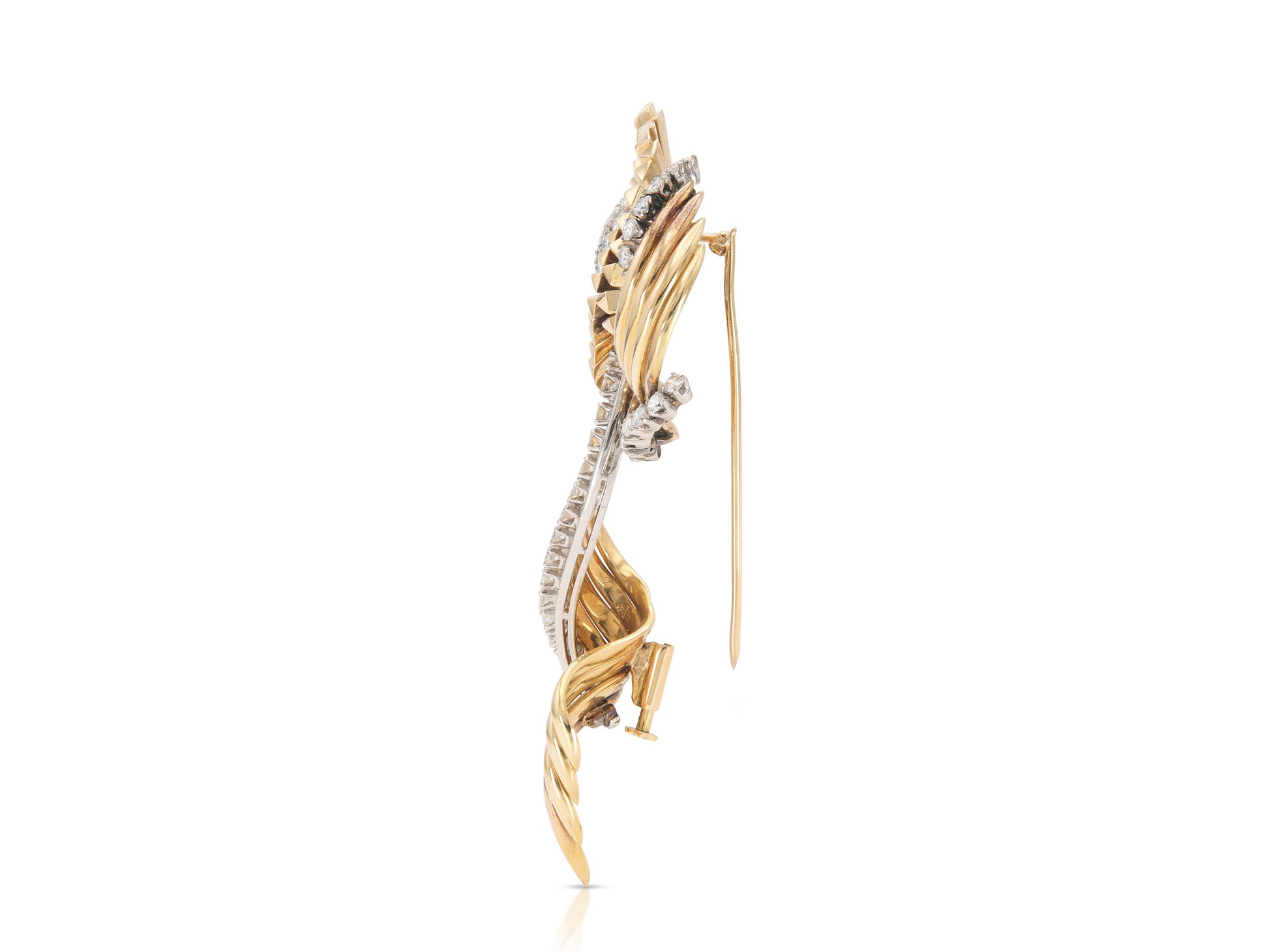 Vintage 1940s Retro Gold and 6.00 Carat Diamond Brooch