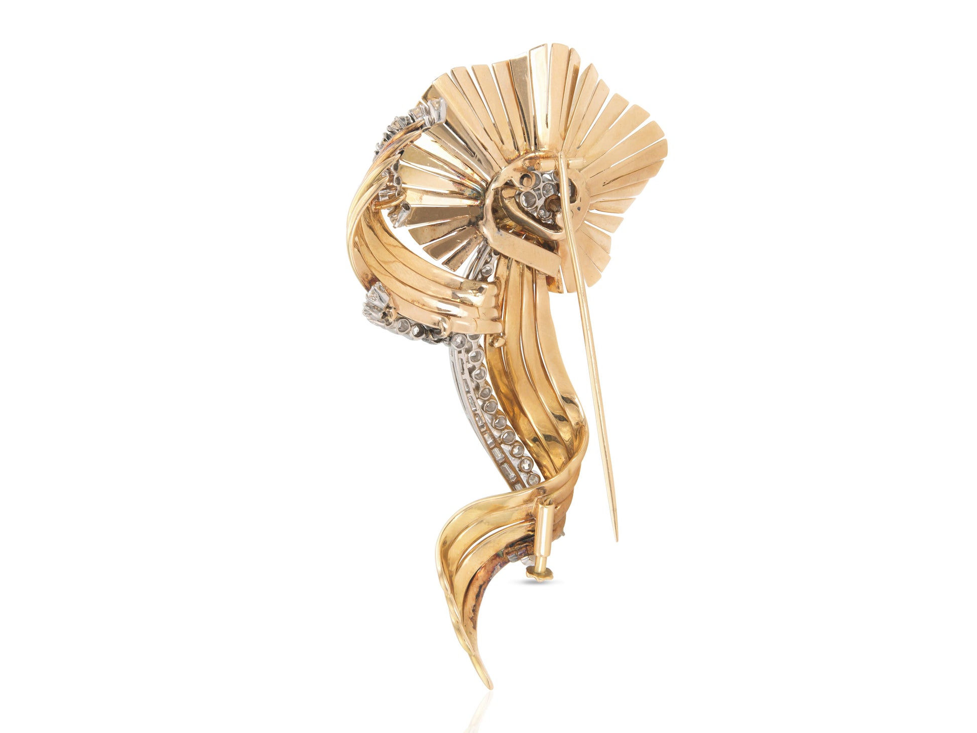 Vintage 1940s Retro Gold and 6.00 Carat Diamond Brooch
