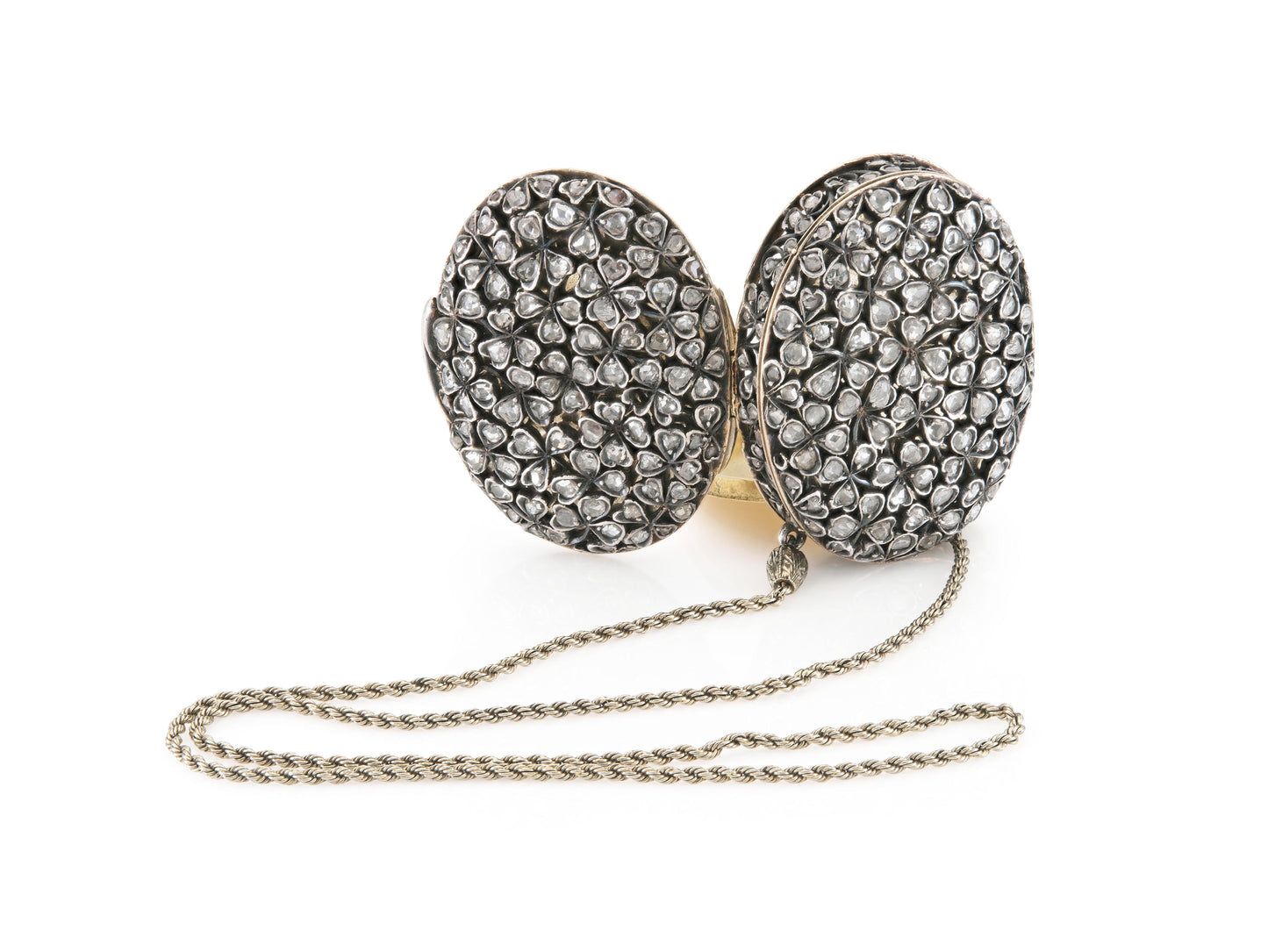 Antique Victorian Diamond Clovers Pill Box Wristlet